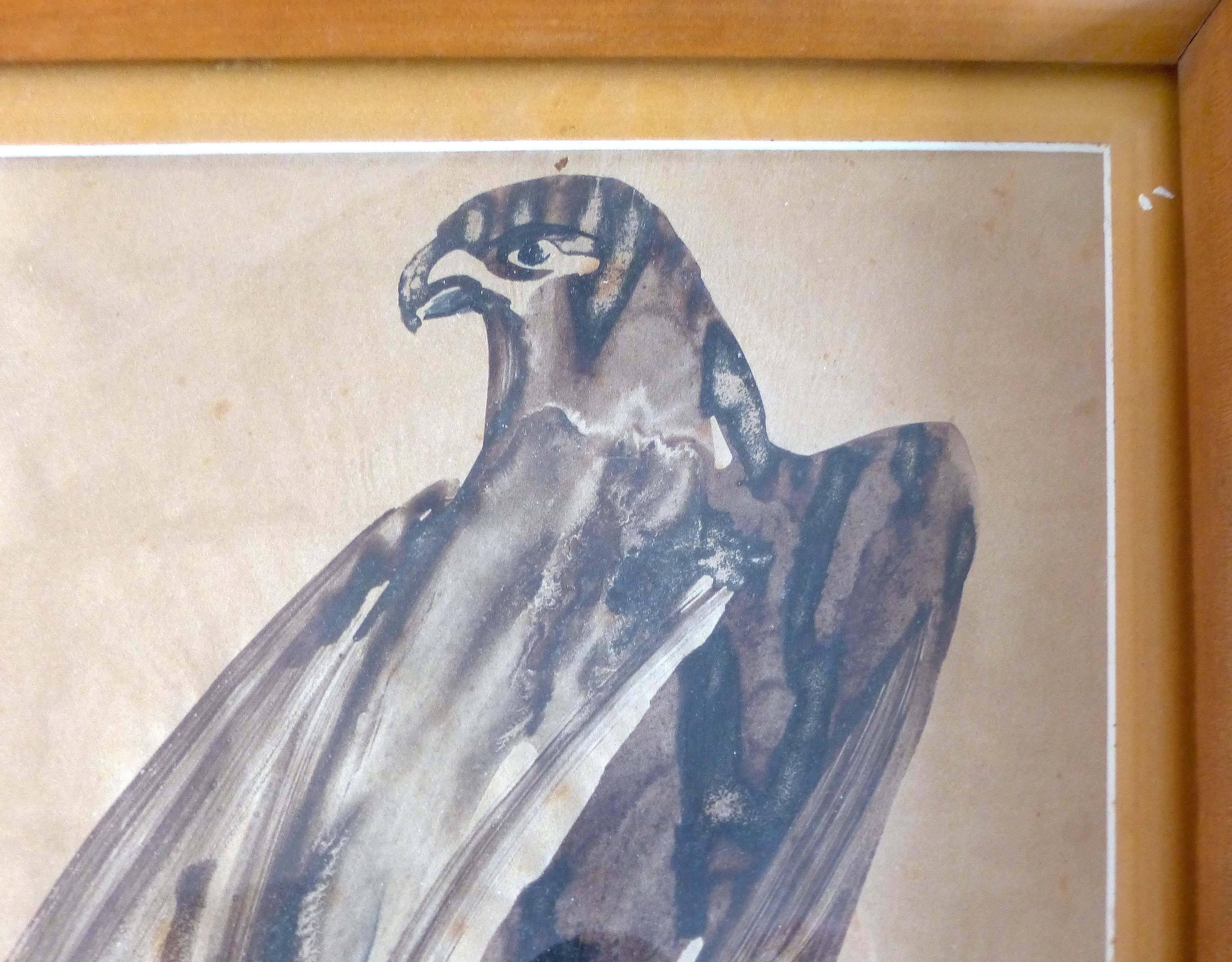 Mid-20th Century French Eagle Watercolor by Raymond Bigot 2