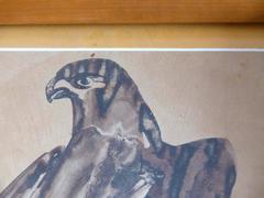 Mid-20th Century French Eagle Watercolor by Raymond Bigot
