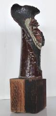Sculpture de hibou en argile émaillée de style brutaliste mi-siècle moderne