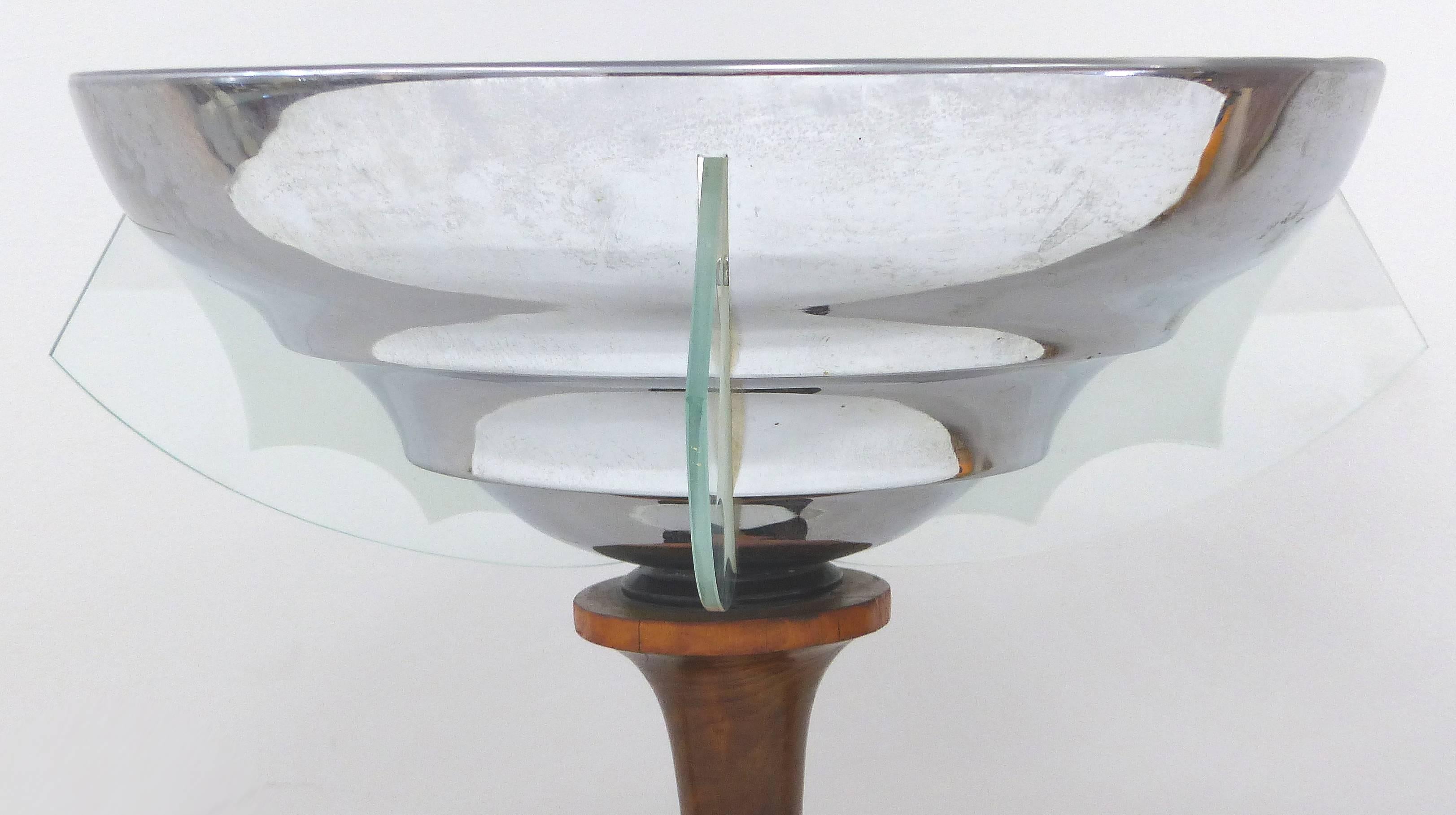 Mid-20th Century French Art Deco Atelier Petitot Torchiere with Chrome and Glass Fins