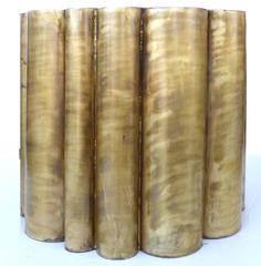 Mid-Century Scalloped Brass Finish Side Tables, Pair