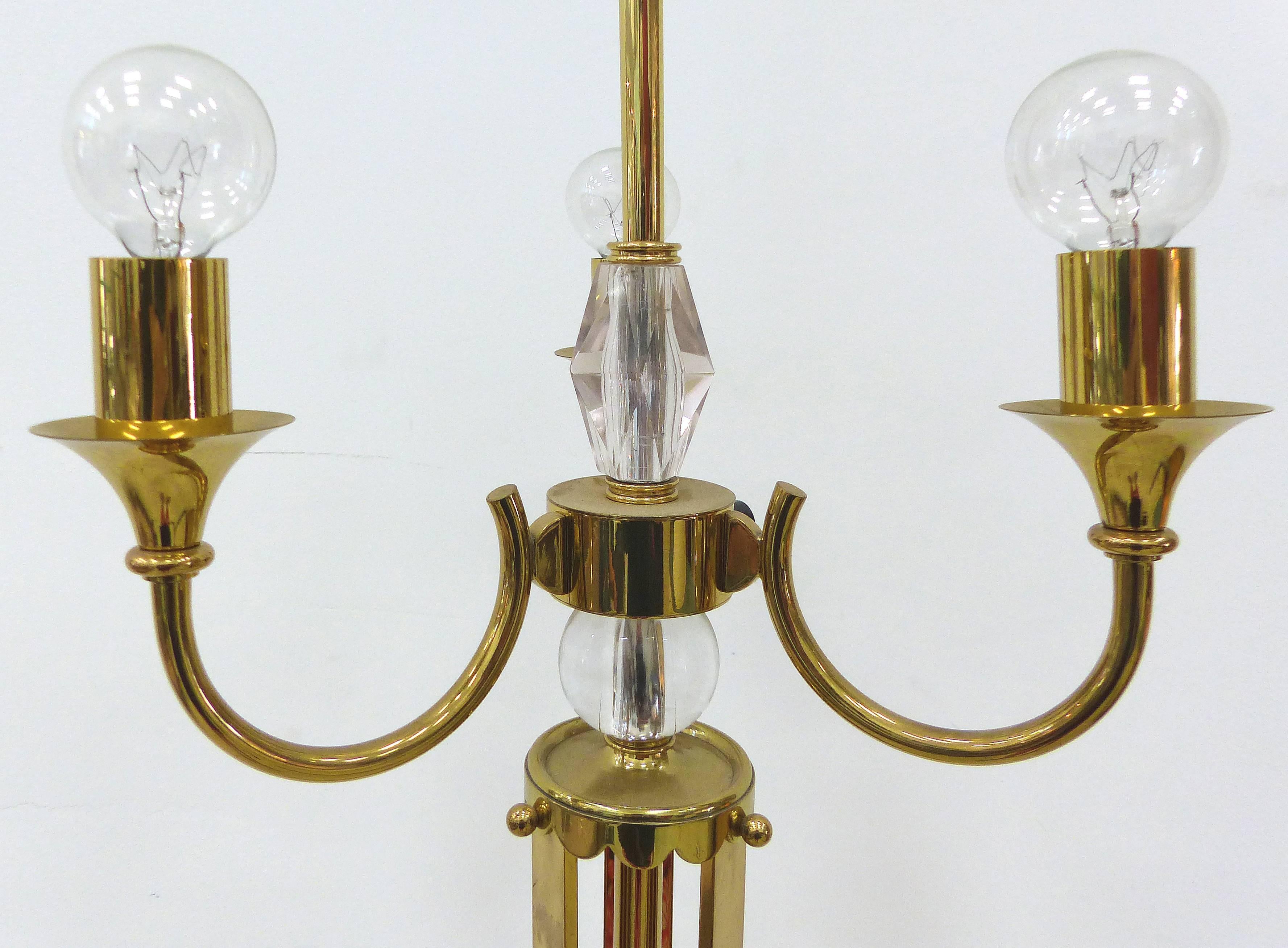 Art Deco 1940s French Brass and Crystal Floor Lamp