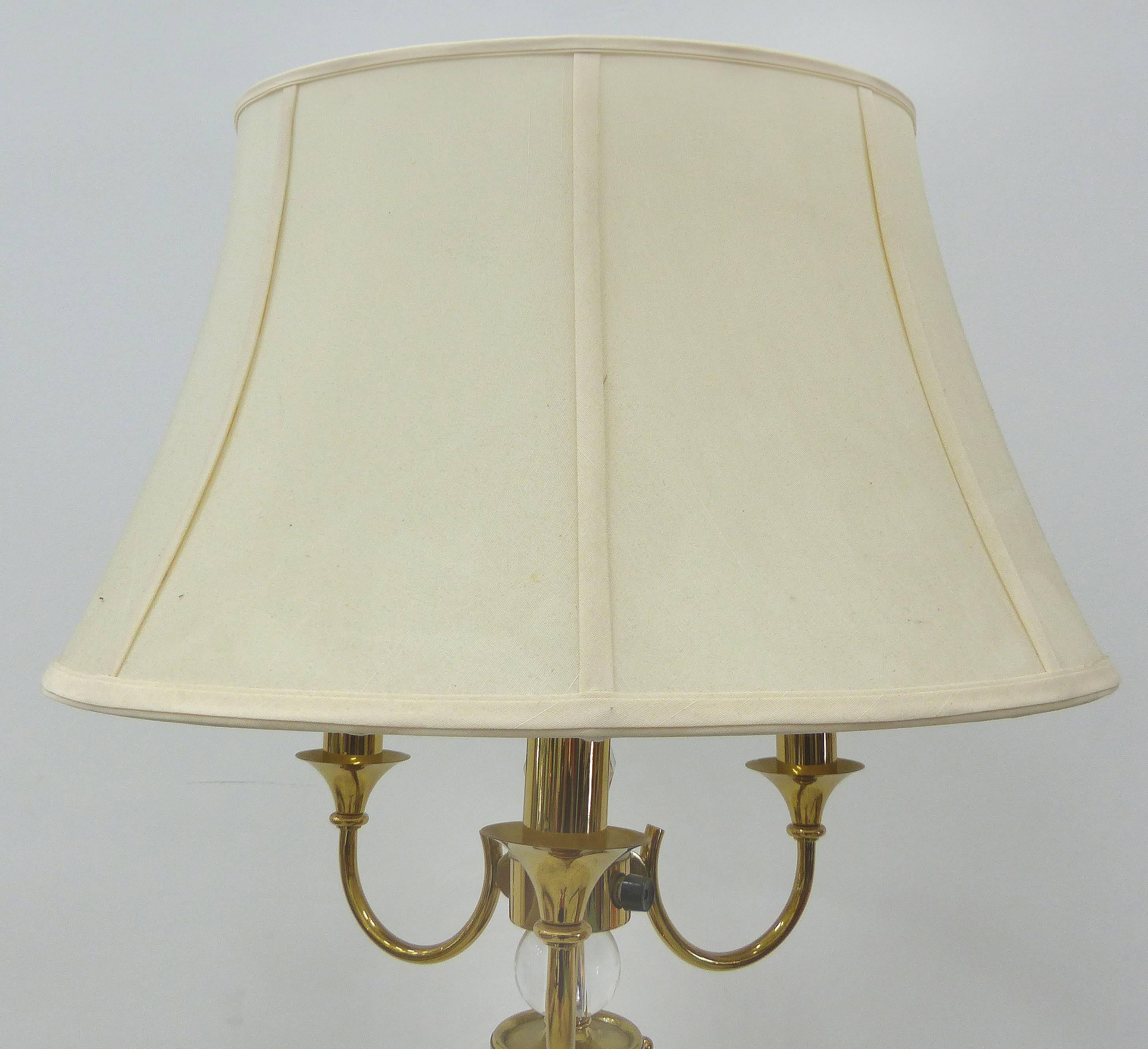 1940s French Brass and Crystal Floor Lamp In Good Condition In Miami, FL