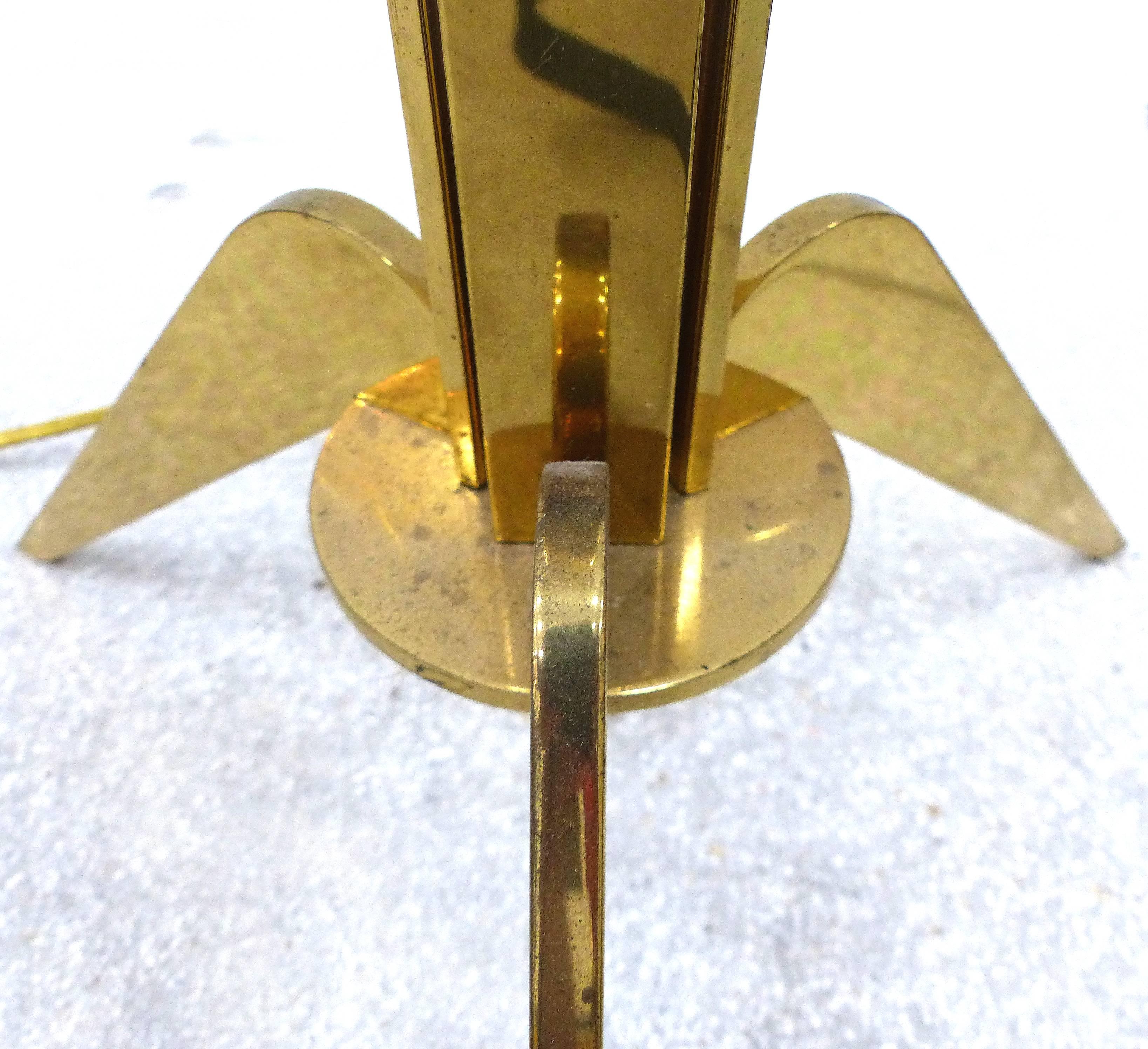 Mid-20th Century 1940s French Brass and Crystal Floor Lamp