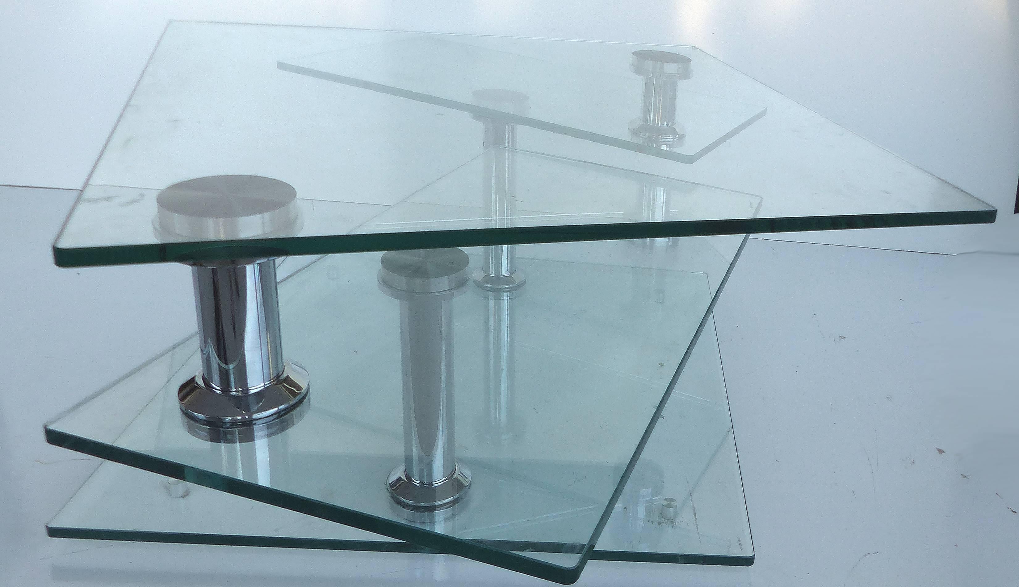 Mid-Century Metamorphic Glass and Chrome Coffee Table In Excellent Condition In Miami, FL