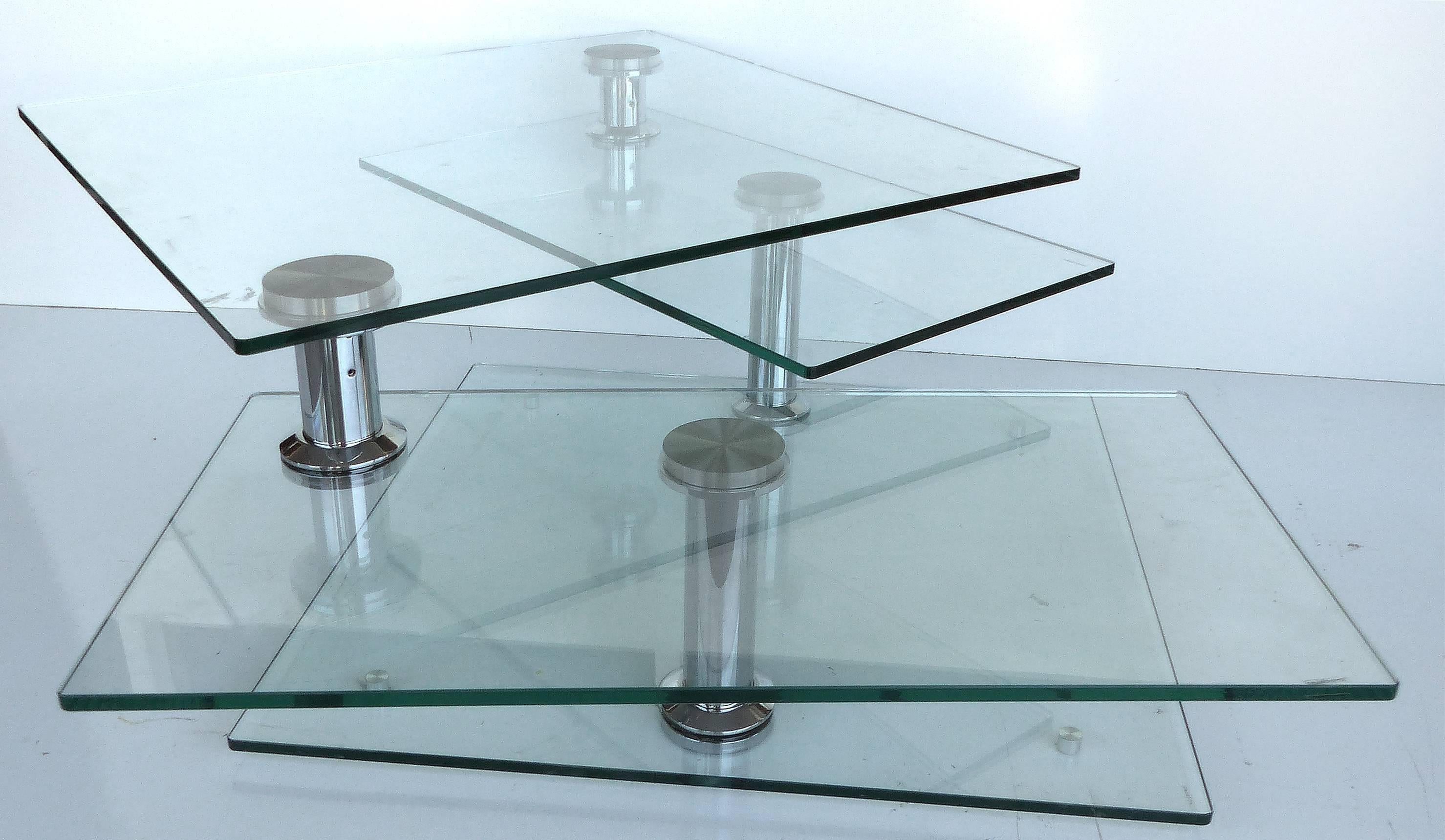 Mid-Century Modern Mid-Century Metamorphic Glass and Chrome Coffee Table
