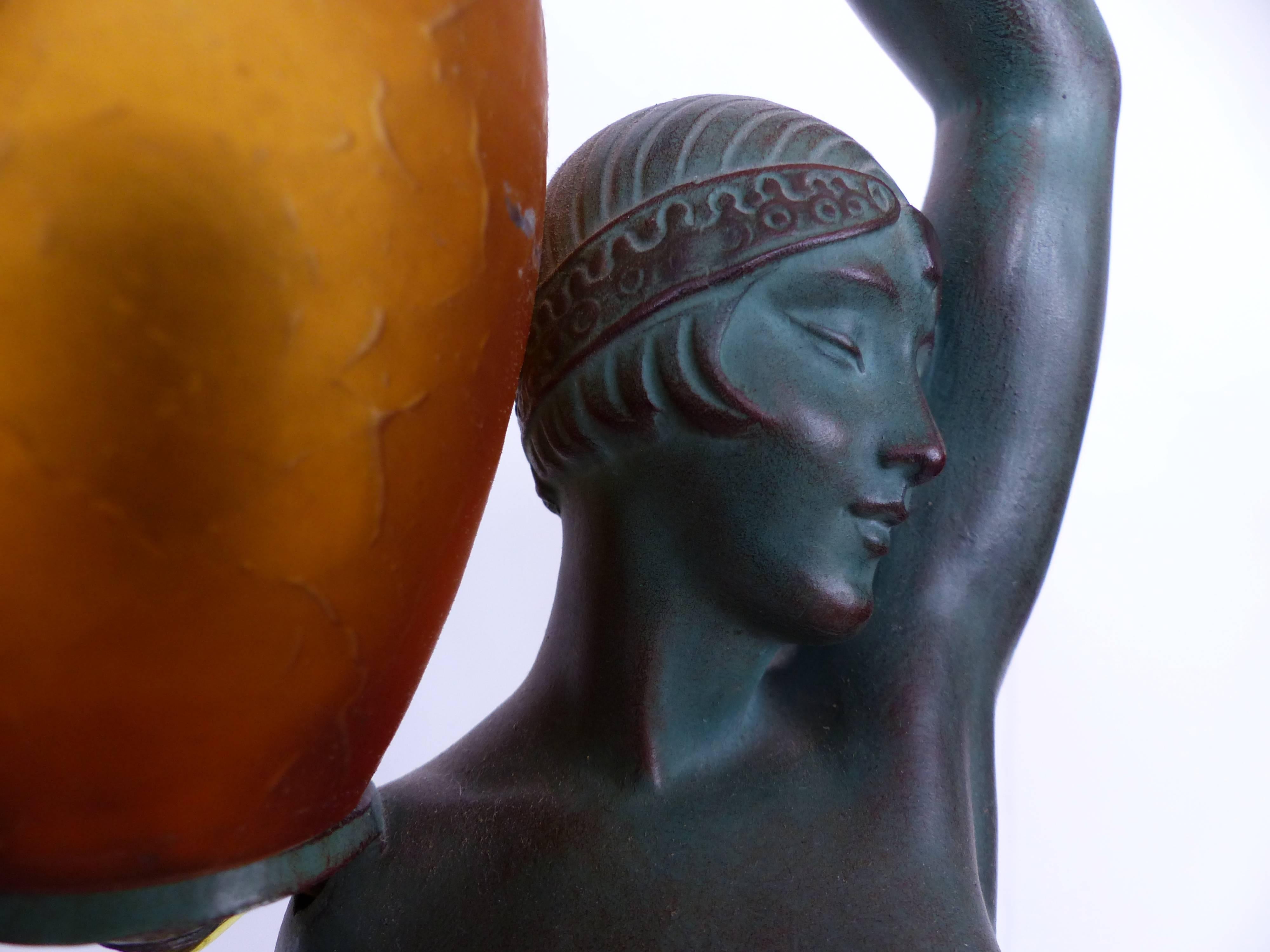 Pierre Lefaguay Daum Glass French Art Deco Lighted Sculpture 2