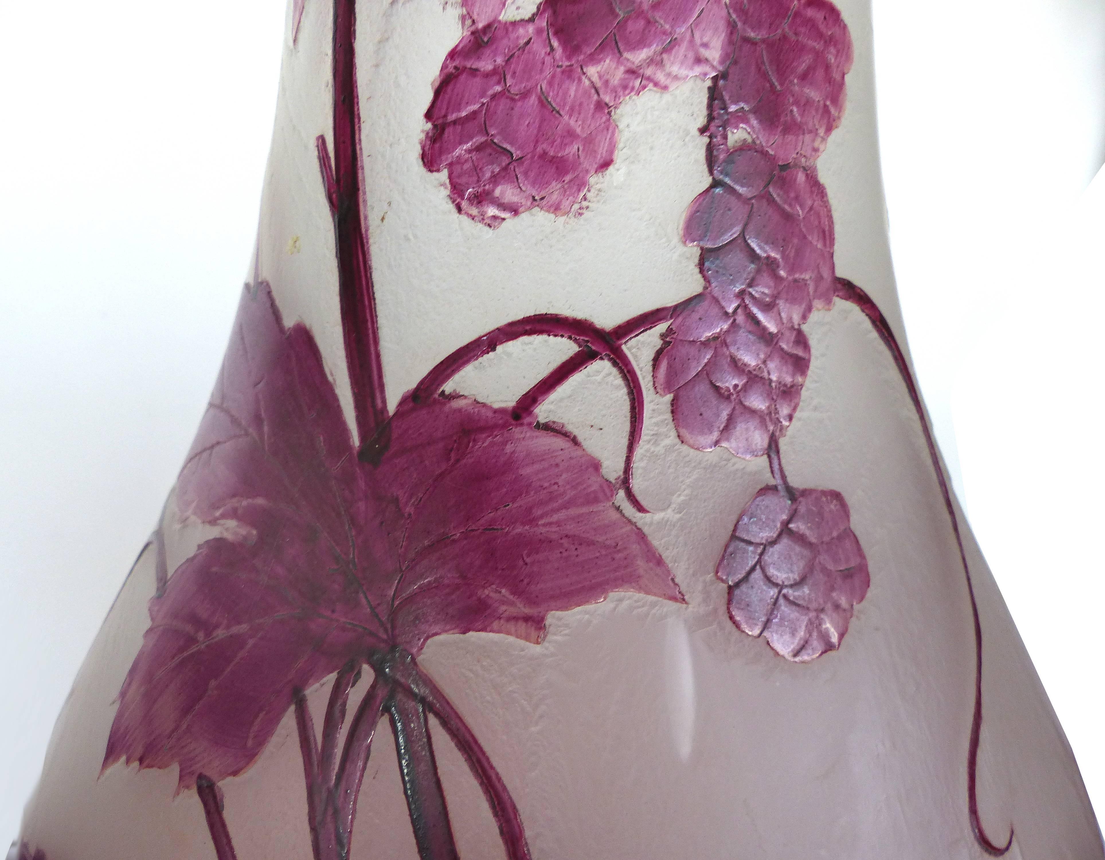 Etched François-Théodore Legras Art Nouveau Cameo Art Glass Vase 