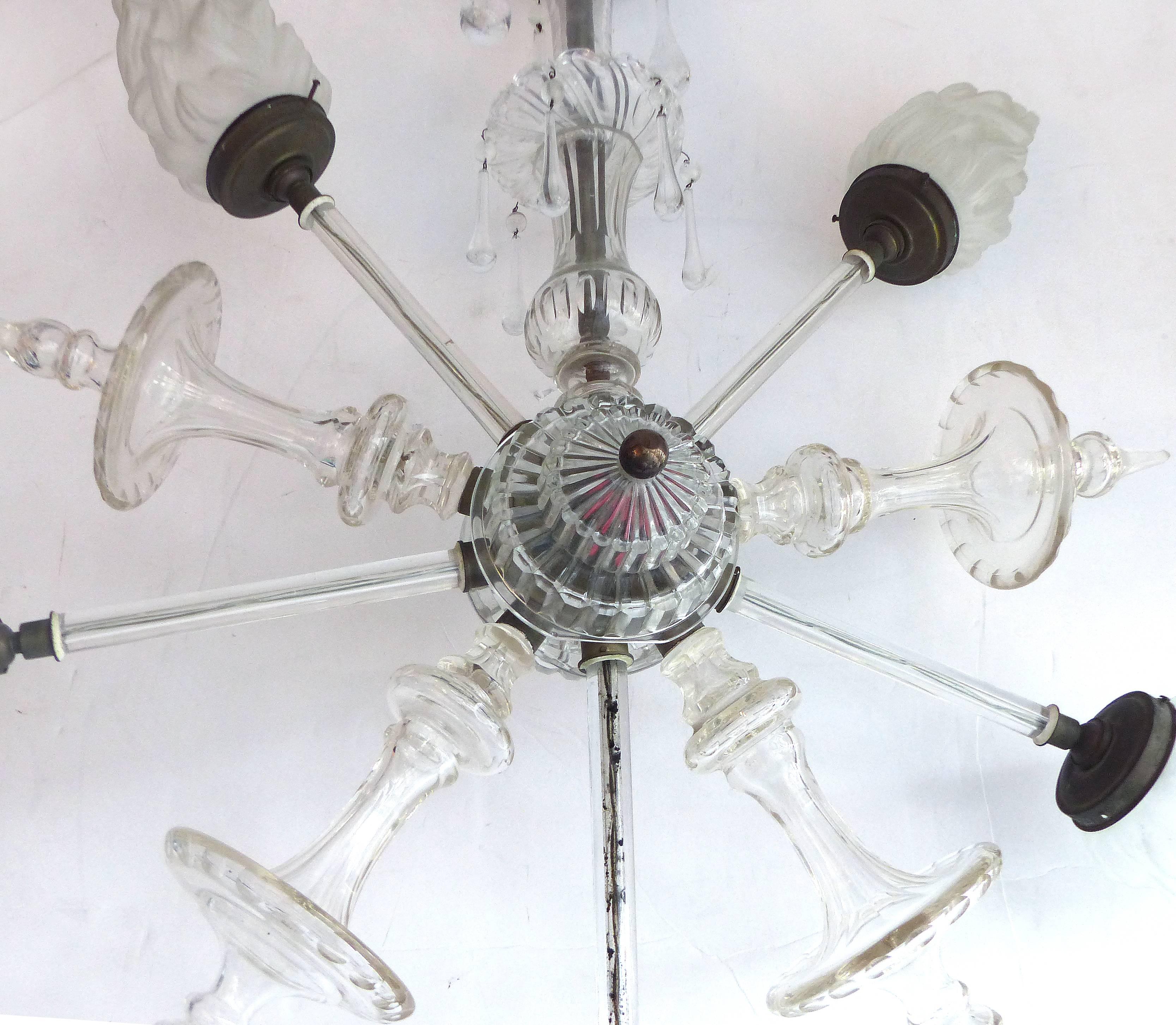 Mid-20th Century Classical Cut-Glass Star Pendant Fixture 4