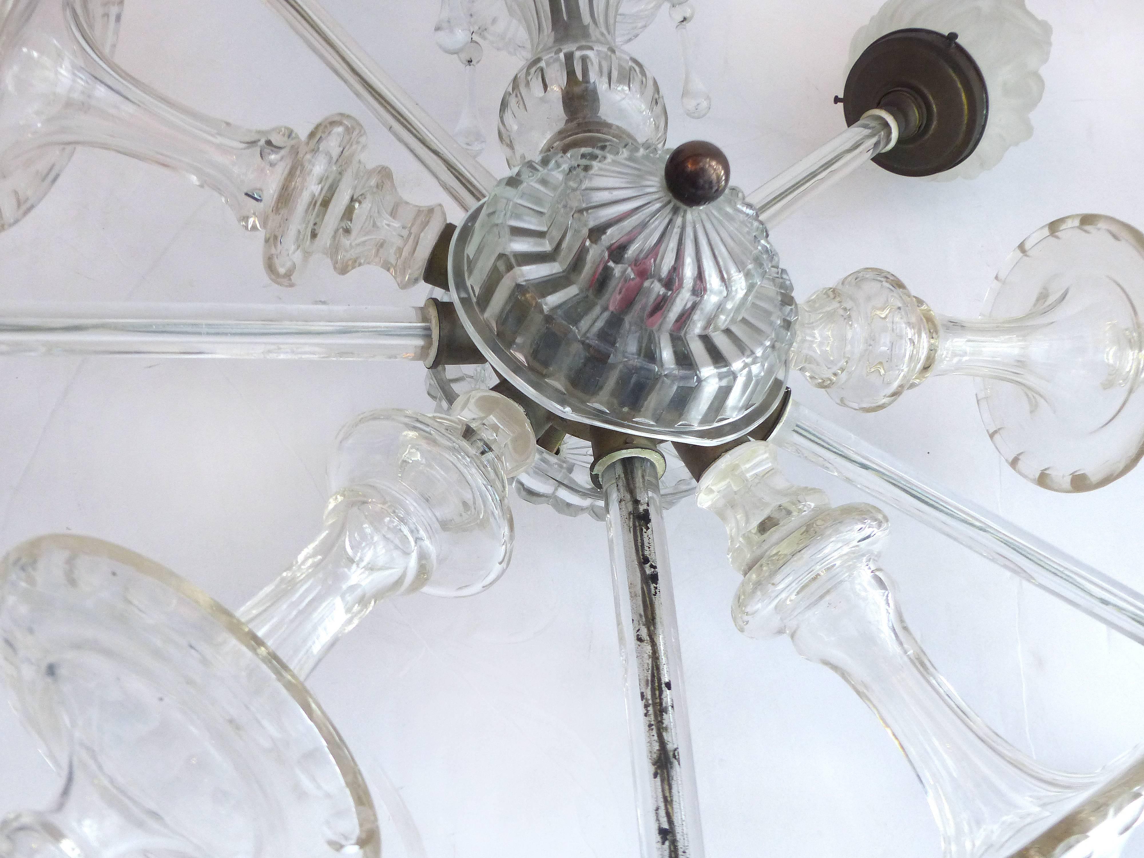 Mid-20th Century Classical Cut-Glass Star Pendant Fixture 1