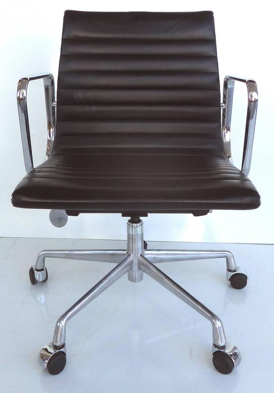 MidCentury Modern Eames Leather Desk Chair at 1stDibs