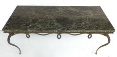 Sinuous Mid-Century Forged Iron Coffee Table Topped in Marble