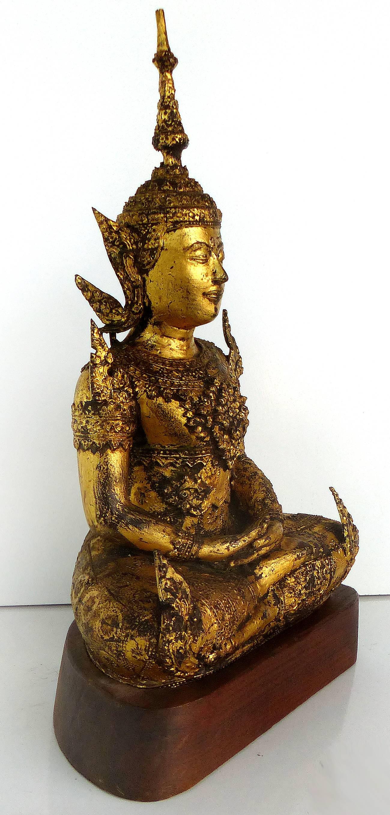 20th Century Antique Thai Gilt-Bronze Buddha on Stand