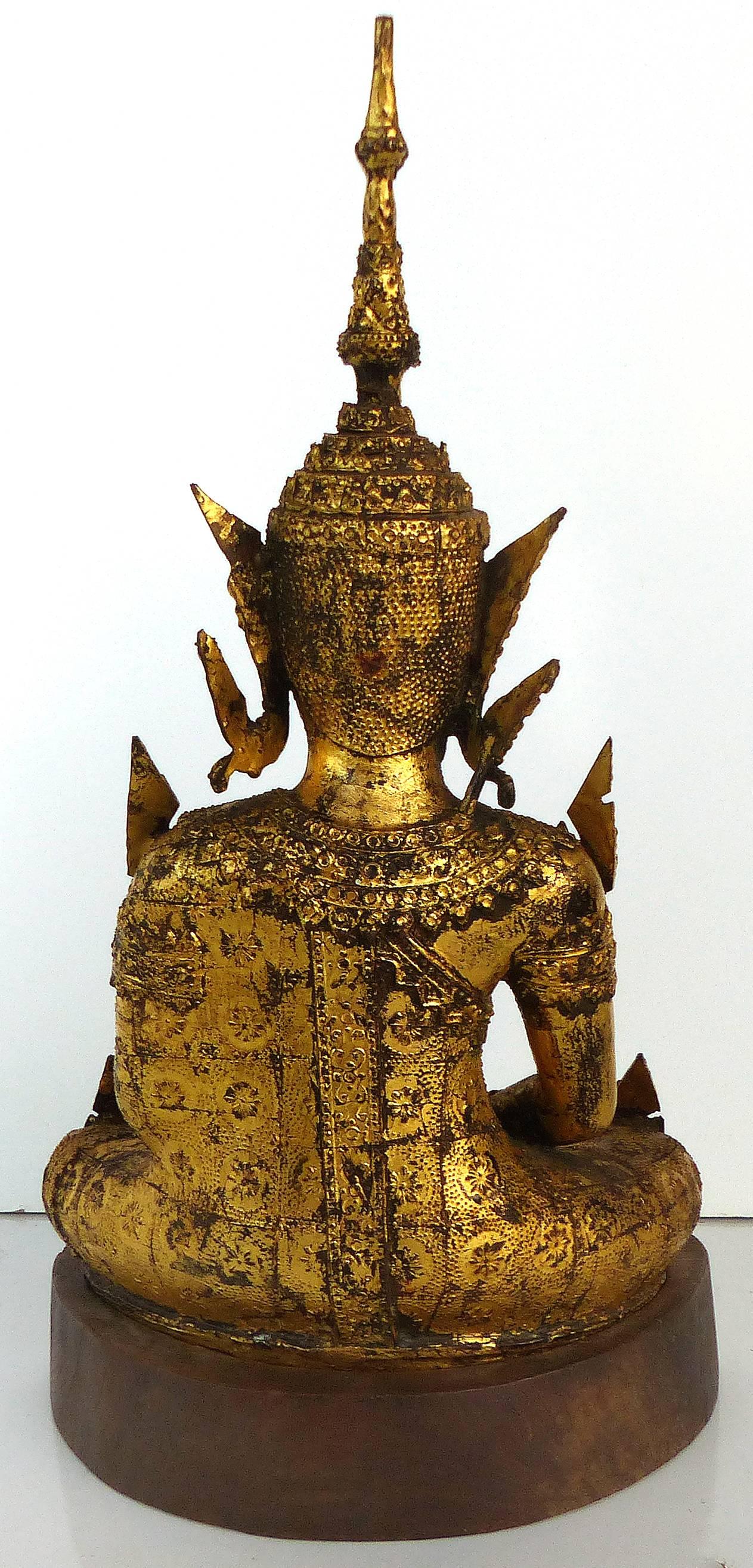 Antique Thai Gilt-Bronze Buddha on Stand 1