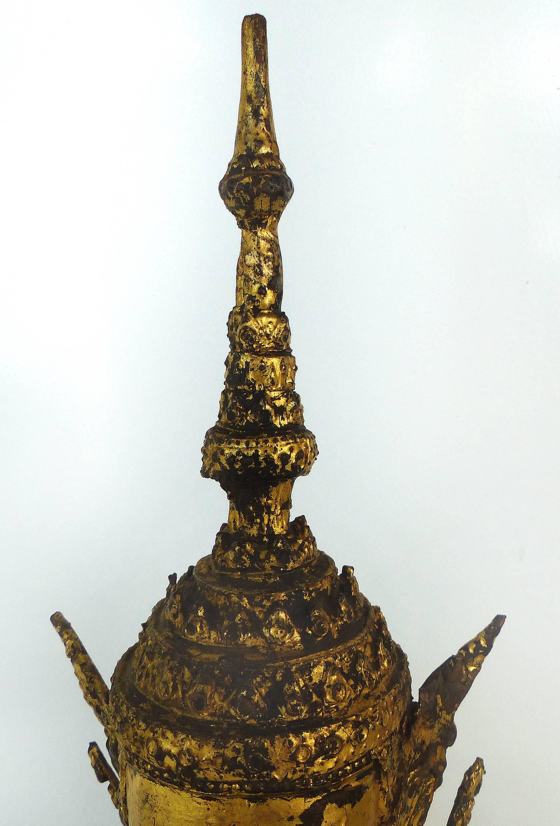 Antique Thai Gilt-Bronze Buddha on Stand 2