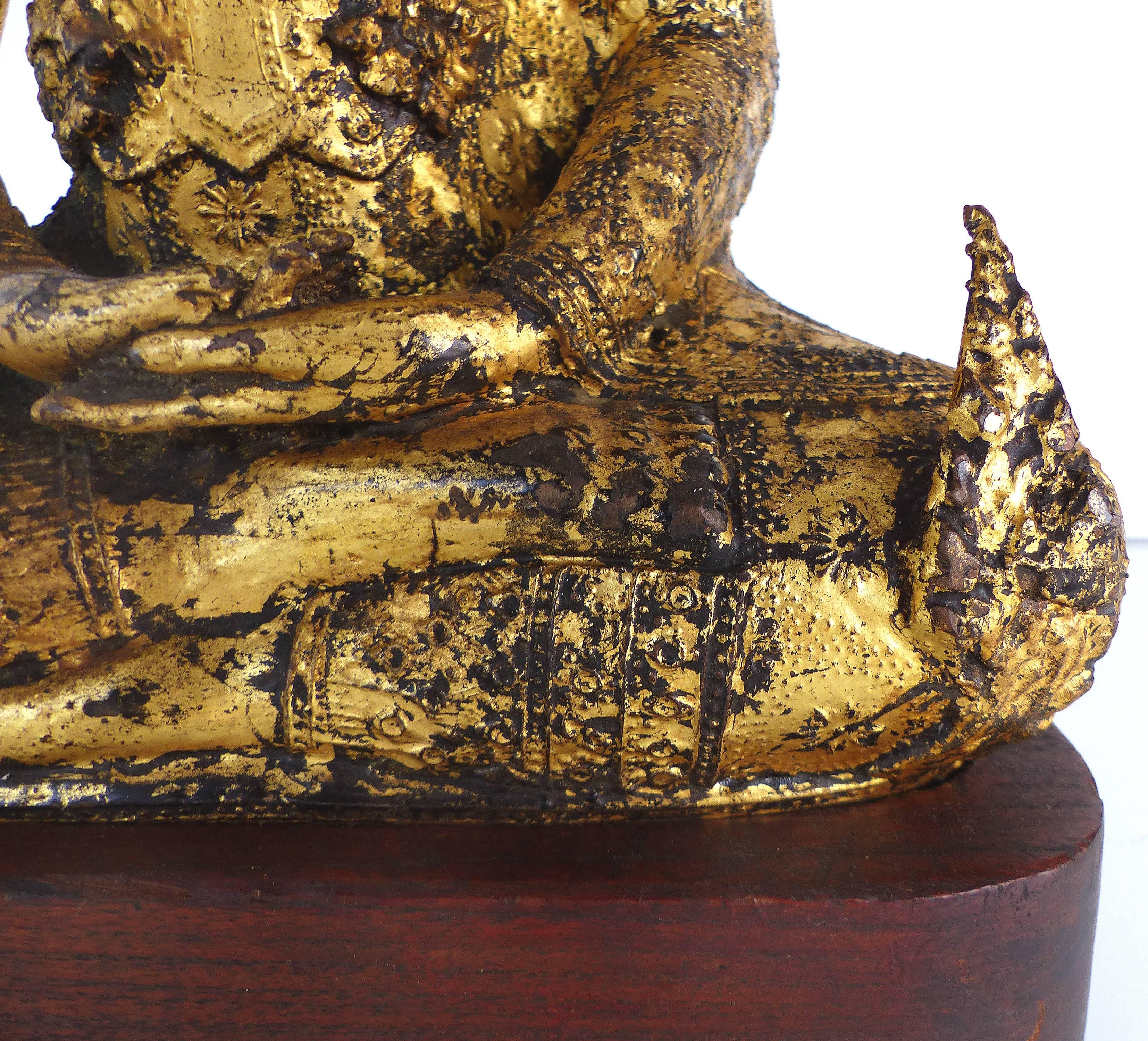 Antique Thai Gilt-Bronze Buddha on Stand 4
