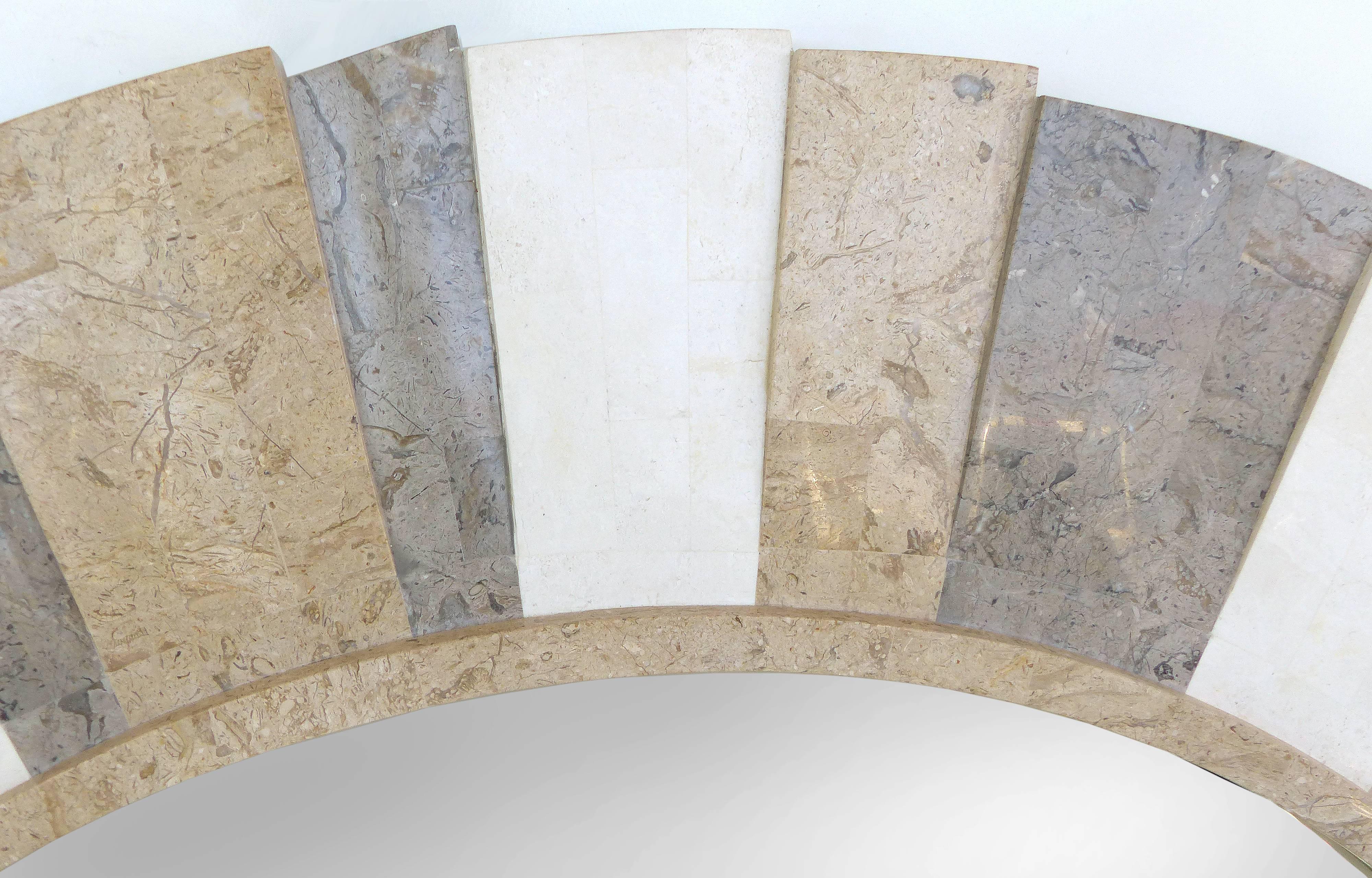 A large tessellated stone mirror by Tavola for Oggetti with multiple colors and levels of stone.