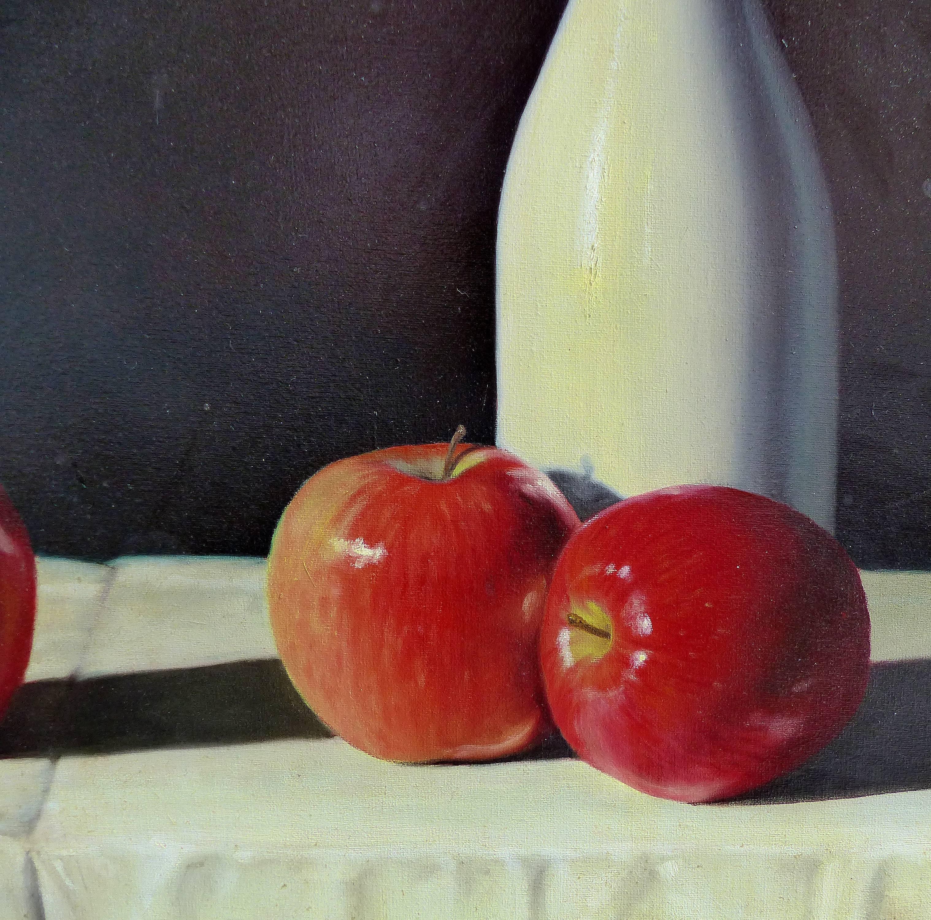 Contemporary Realism Still Life Oil on Canvas with Apples by G. B. Valverde 3