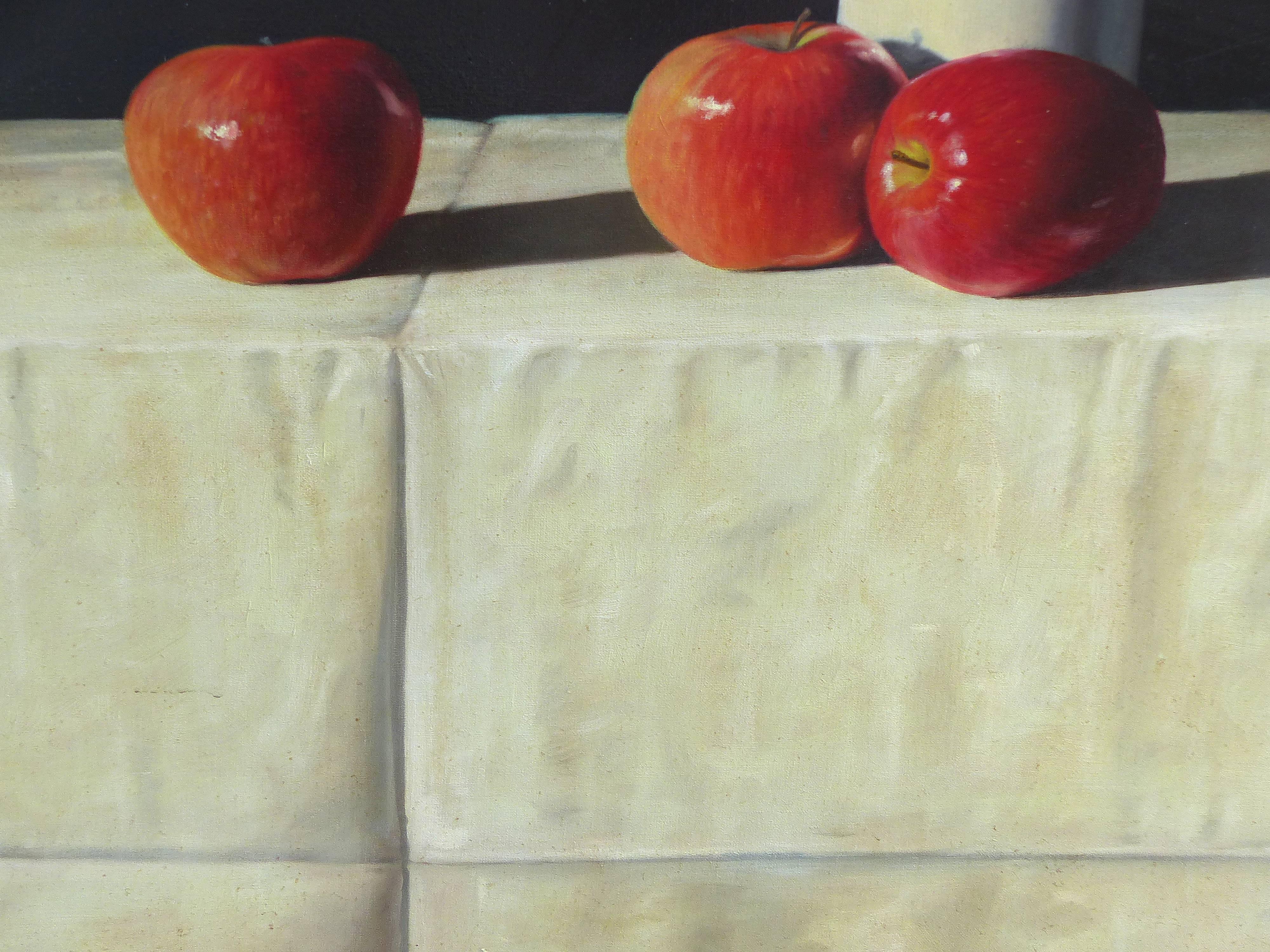 Contemporary Realism Still Life Oil on Canvas with Apples by G. B. Valverde In Excellent Condition In Miami, FL