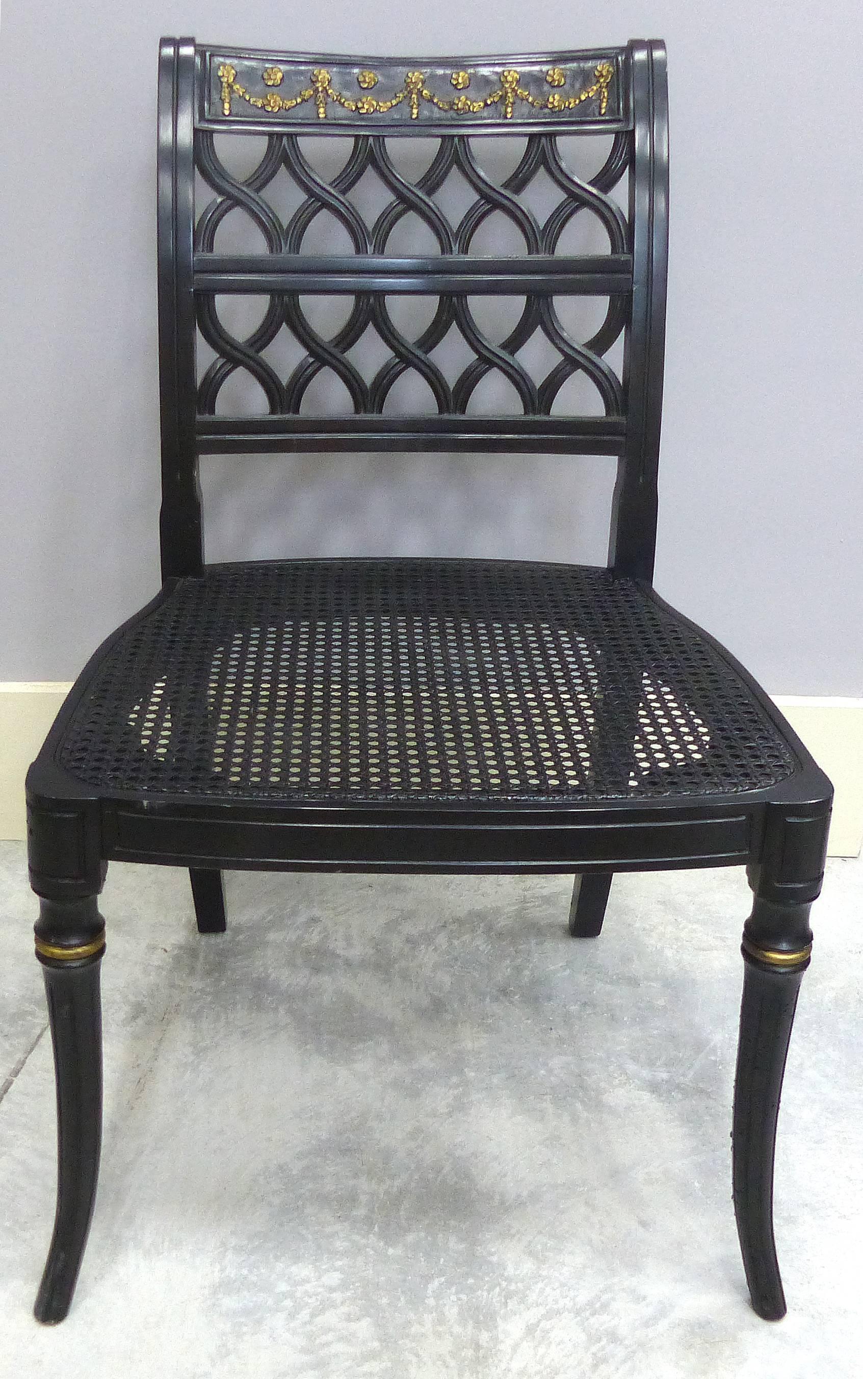 Ebonized Dining Chairs in the Directoire Style, Set of Ten In Excellent Condition In Miami, FL