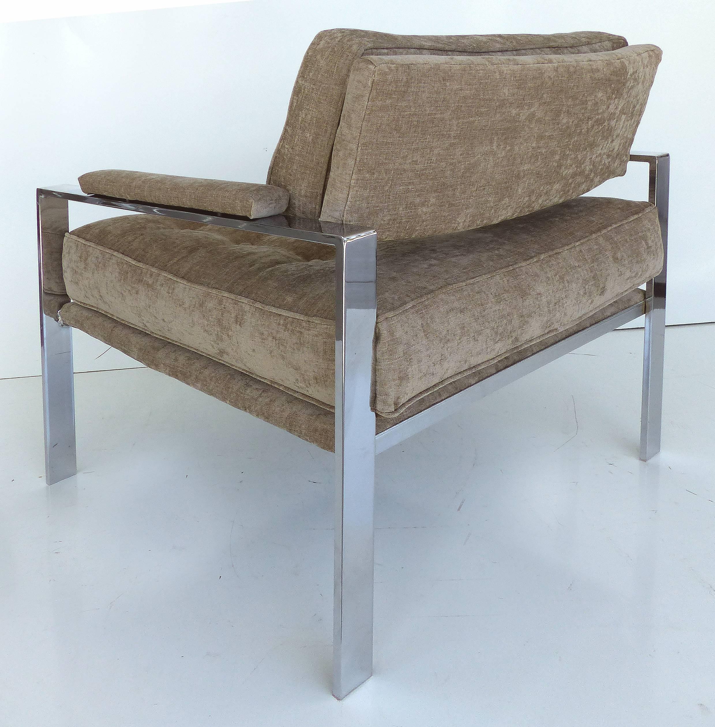 20th Century Mid-Century Modern Chrome Club Chairs in the Style of Harvey Probber, Pair