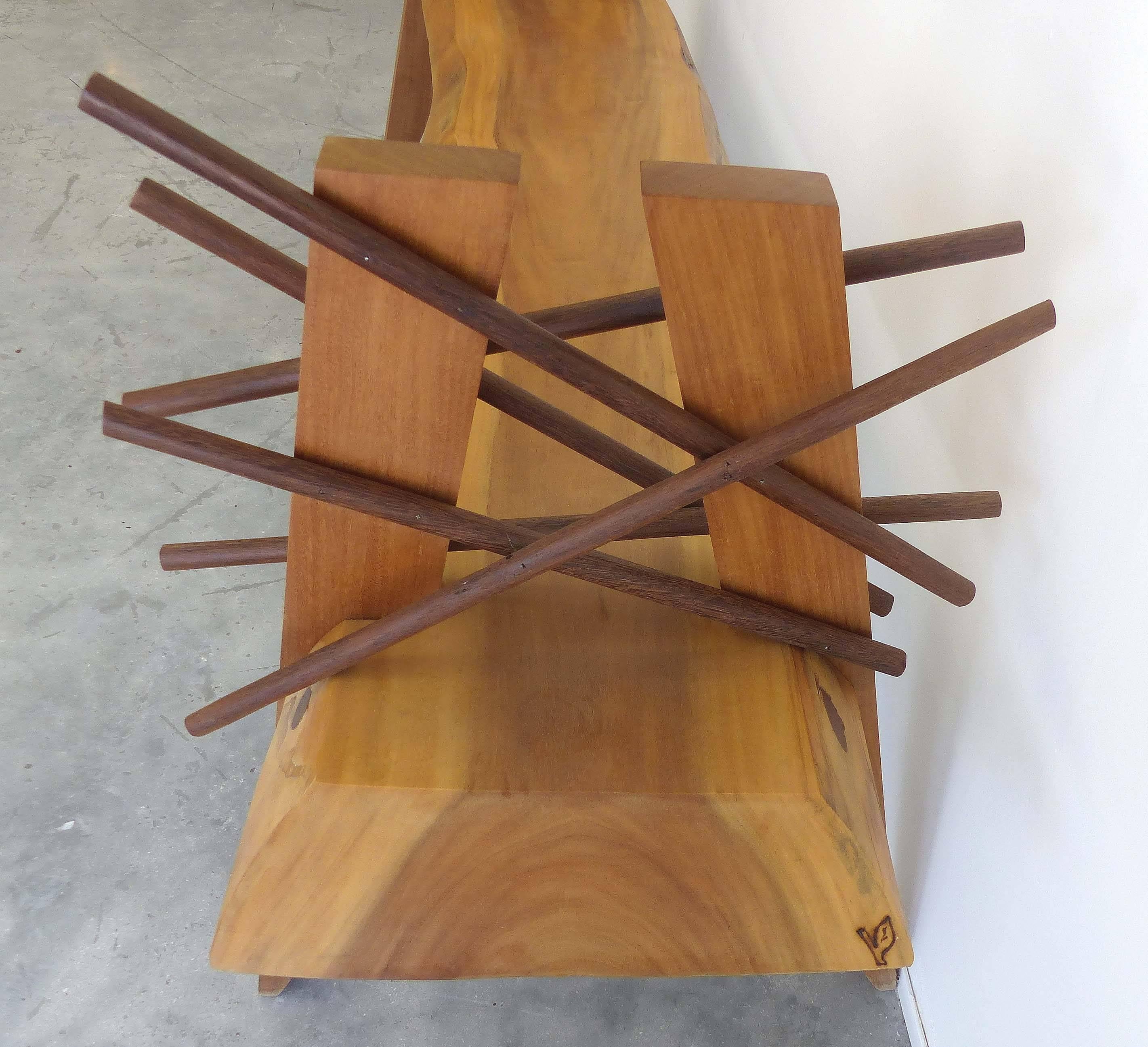 Brazilian Garapa Xingu Tribe Bench by Contemporary Artist Valeria Totti In Excellent Condition In Miami, FL