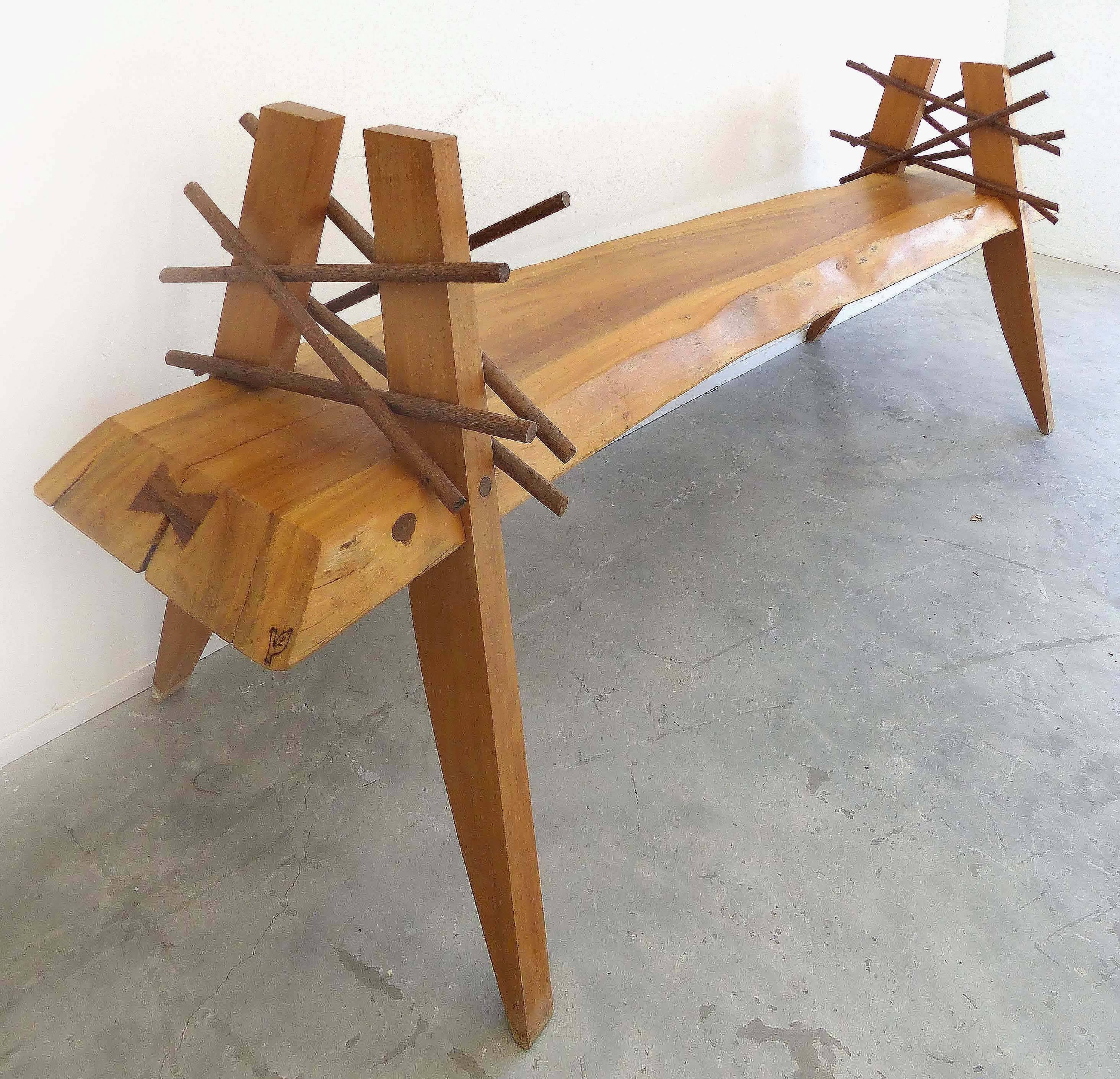 Brazilian Garapa Xingu Tribe Bench by Contemporary Artist Valeria Totti 1