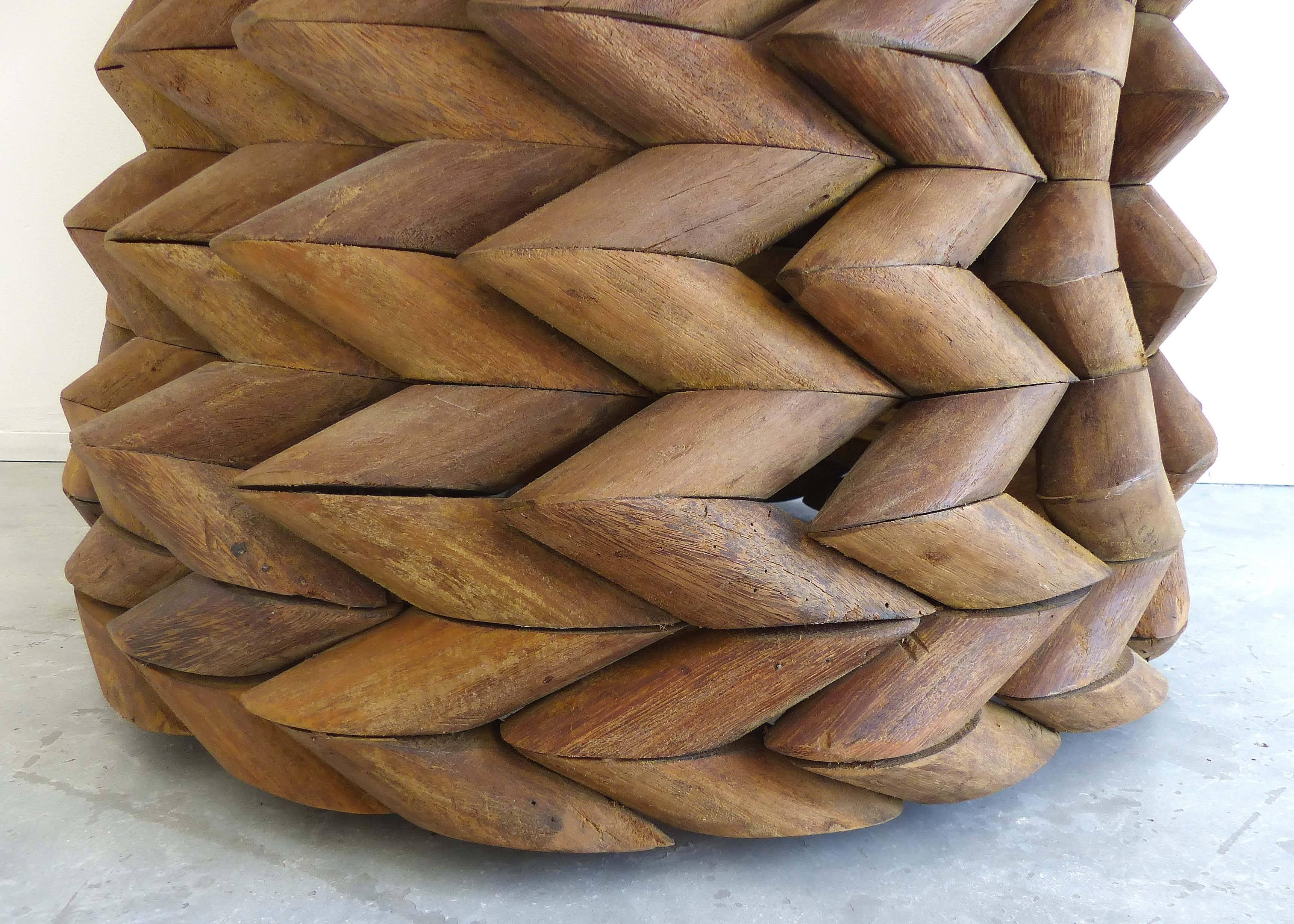 Contemporary Sculptural Brazilian Reclaimed Ipe Wood Table Base by Valeria Totti
