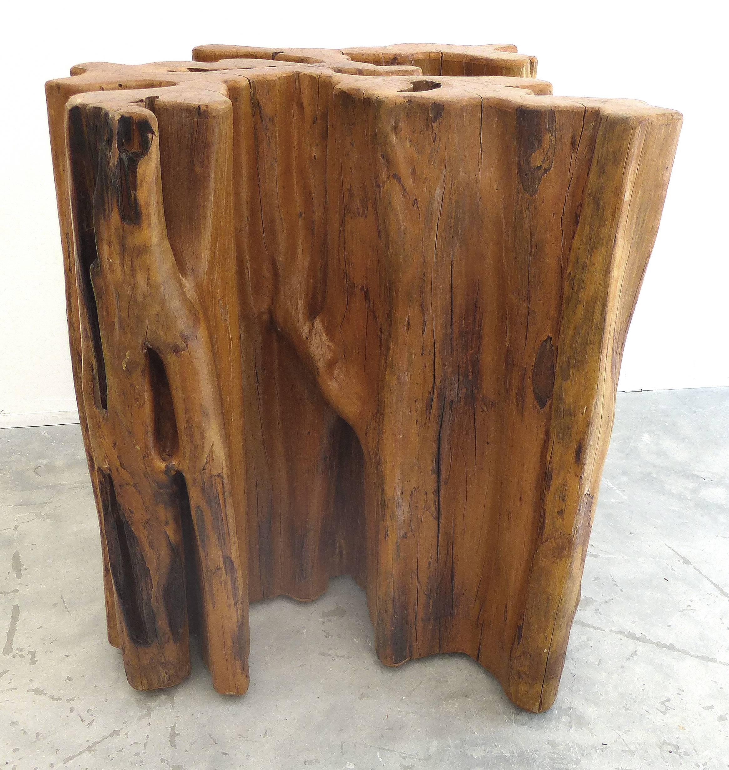 Sculptural Amazon Guaranta Table Base from Brazilian Artist Valeria Totti

Offered is a table base of reclaimed wood from the Brazilian Amazon. 
The species of this wood is Esenbeckia leiocarpa. A semideciduous tree with a dense, rounded crown; it
