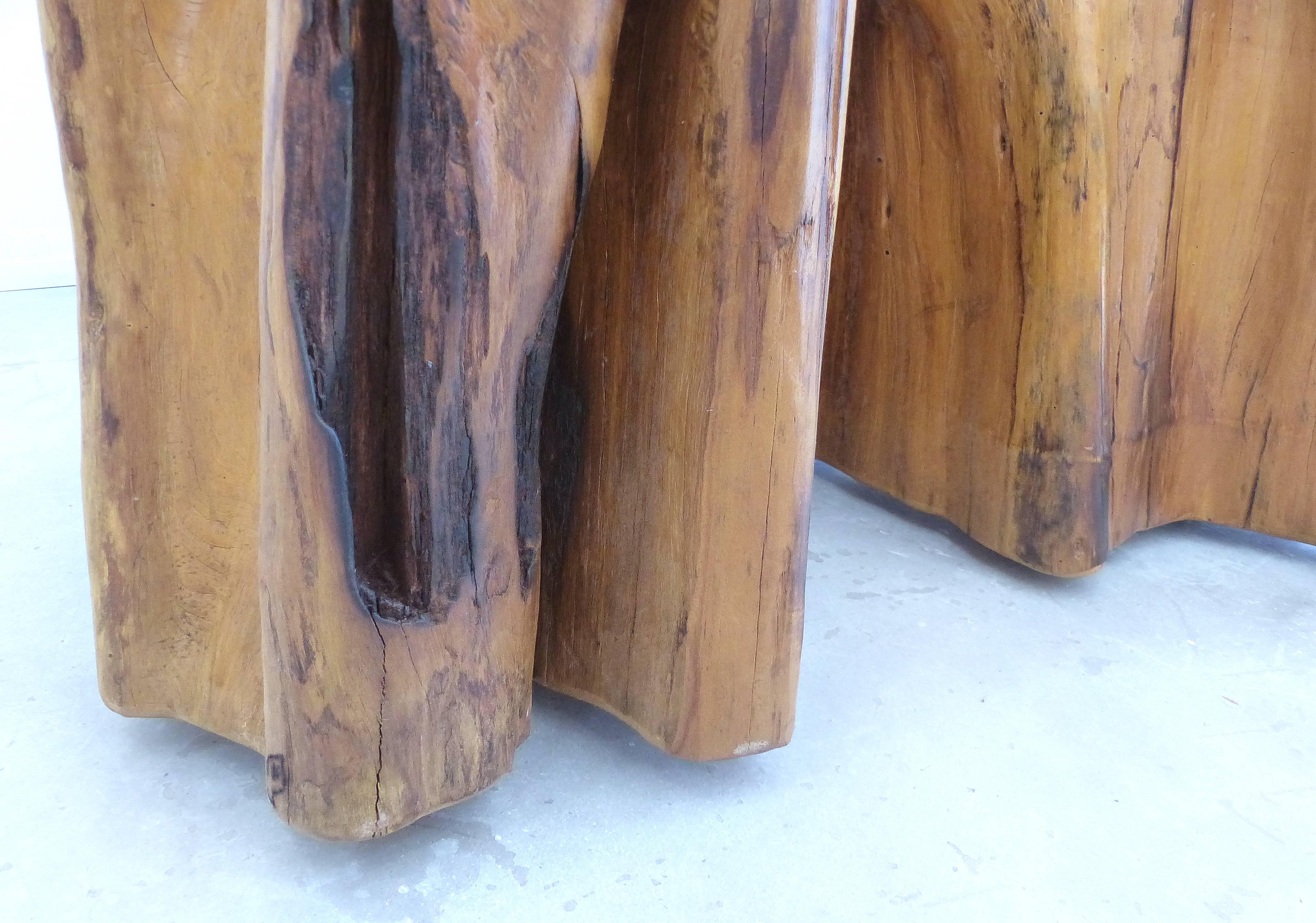 Reclaimed Wood Sculptural Amazon Guaranta Table Base from Brazilian Artist Valeria Totti
