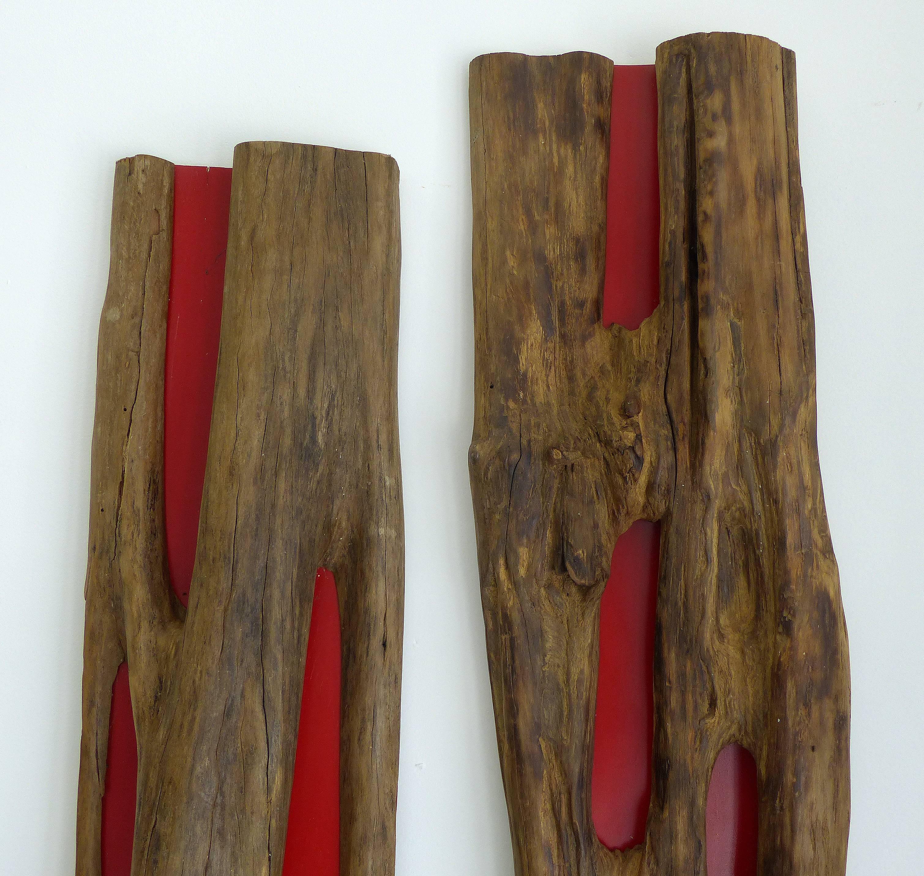 Organic Modern Pair of Reclaimed Wood Log Sculptures by Valeria Totti