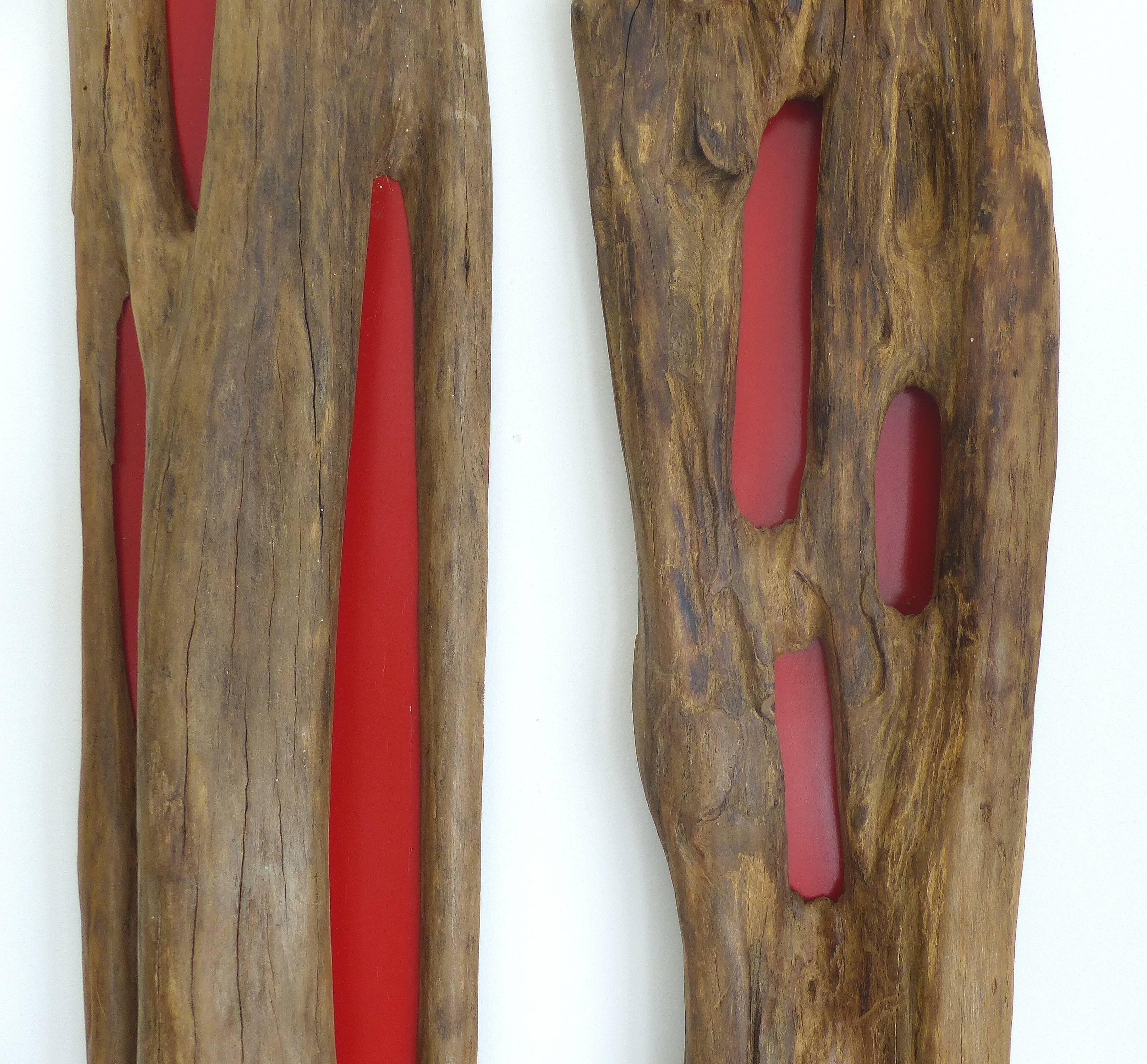 Pair of Reclaimed Wood Log Sculptures by Valeria Totti In Excellent Condition In Miami, FL