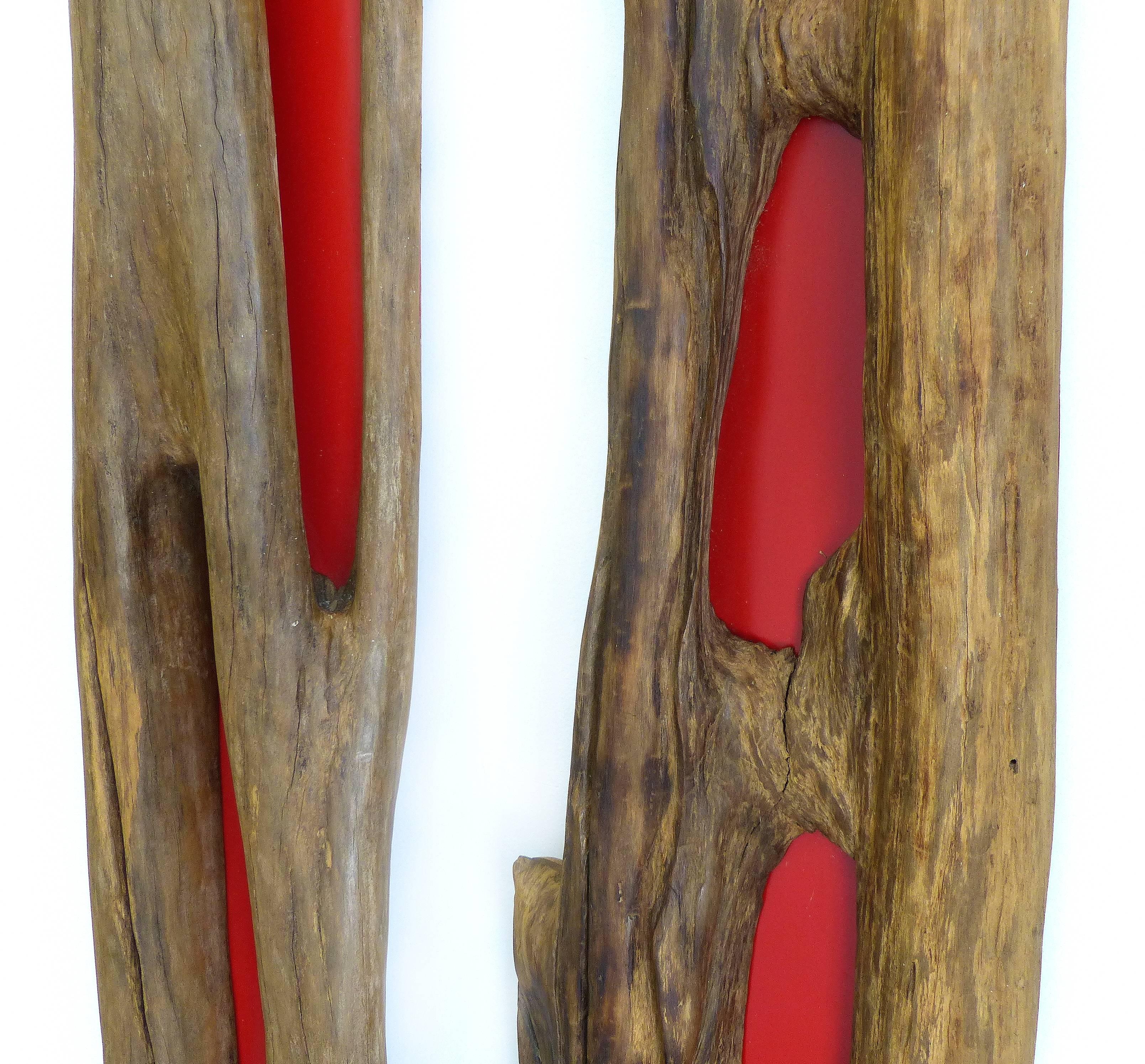 Contemporary Pair of Reclaimed Wood Log Sculptures by Valeria Totti