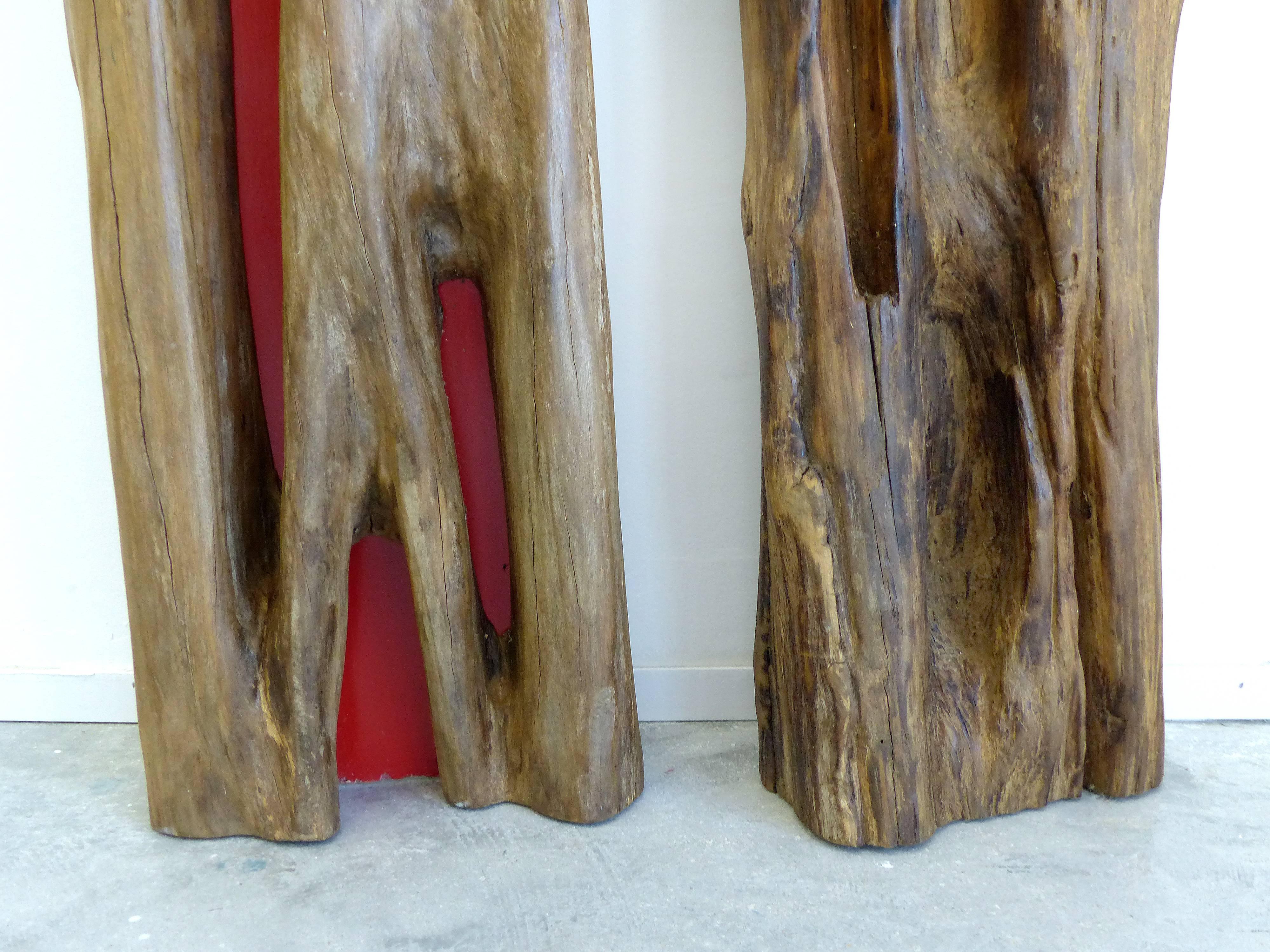 Enamel Pair of Reclaimed Wood Log Sculptures by Valeria Totti