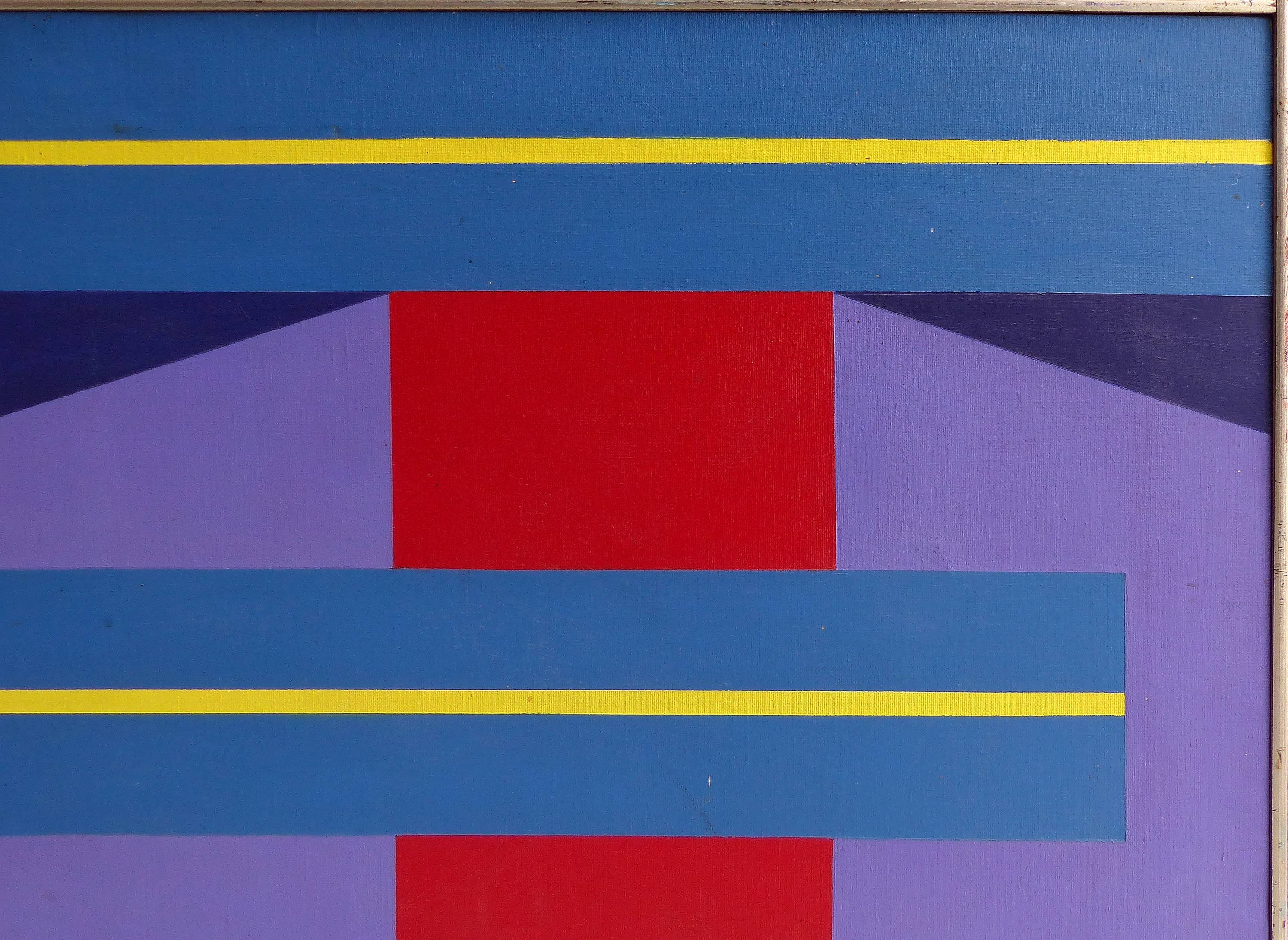 American 1970s Op-Art Oil on Canvas