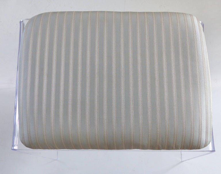 CustomMade Lucite Waterfall Bench with Upholstered Seat Cushion at