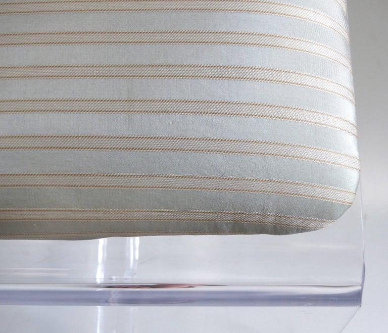 CustomMade Lucite Waterfall Bench with Upholstered Seat Cushion at