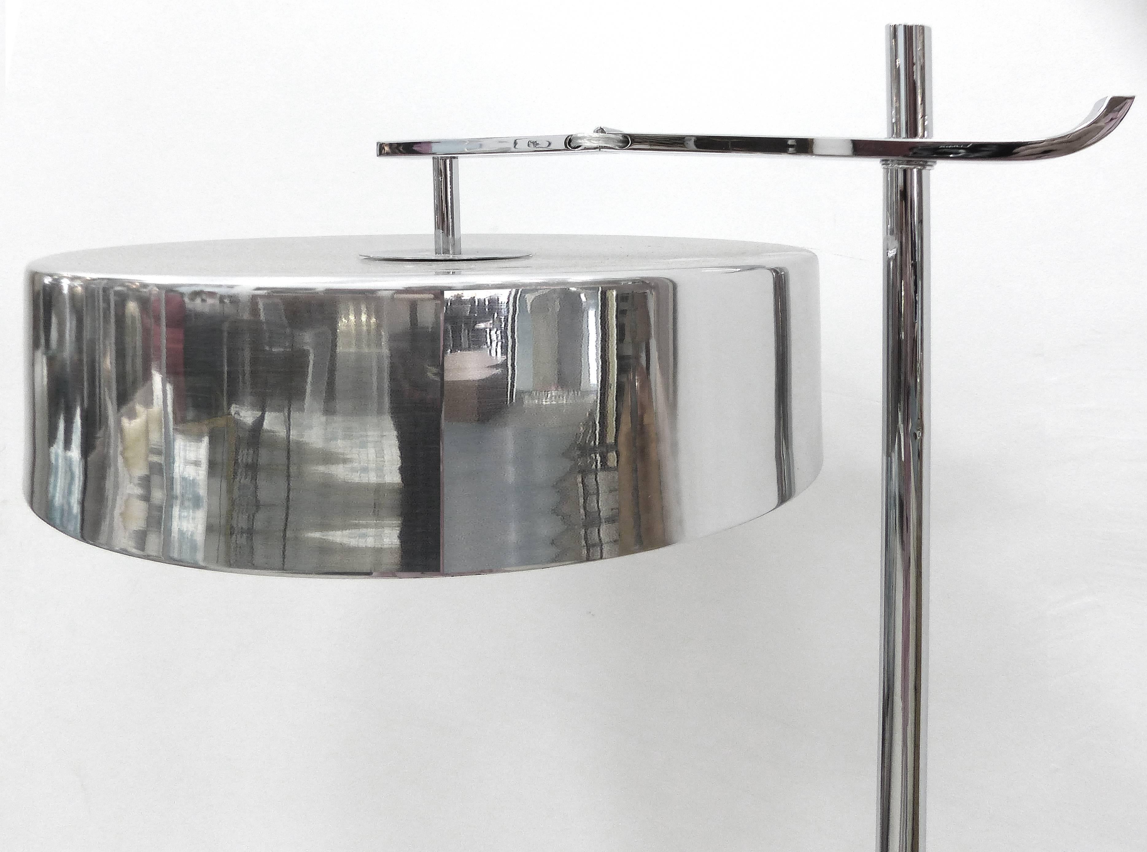 Aluminum Kurt Versen Art Deco Lightolier Flip Top Floor Lamp, American