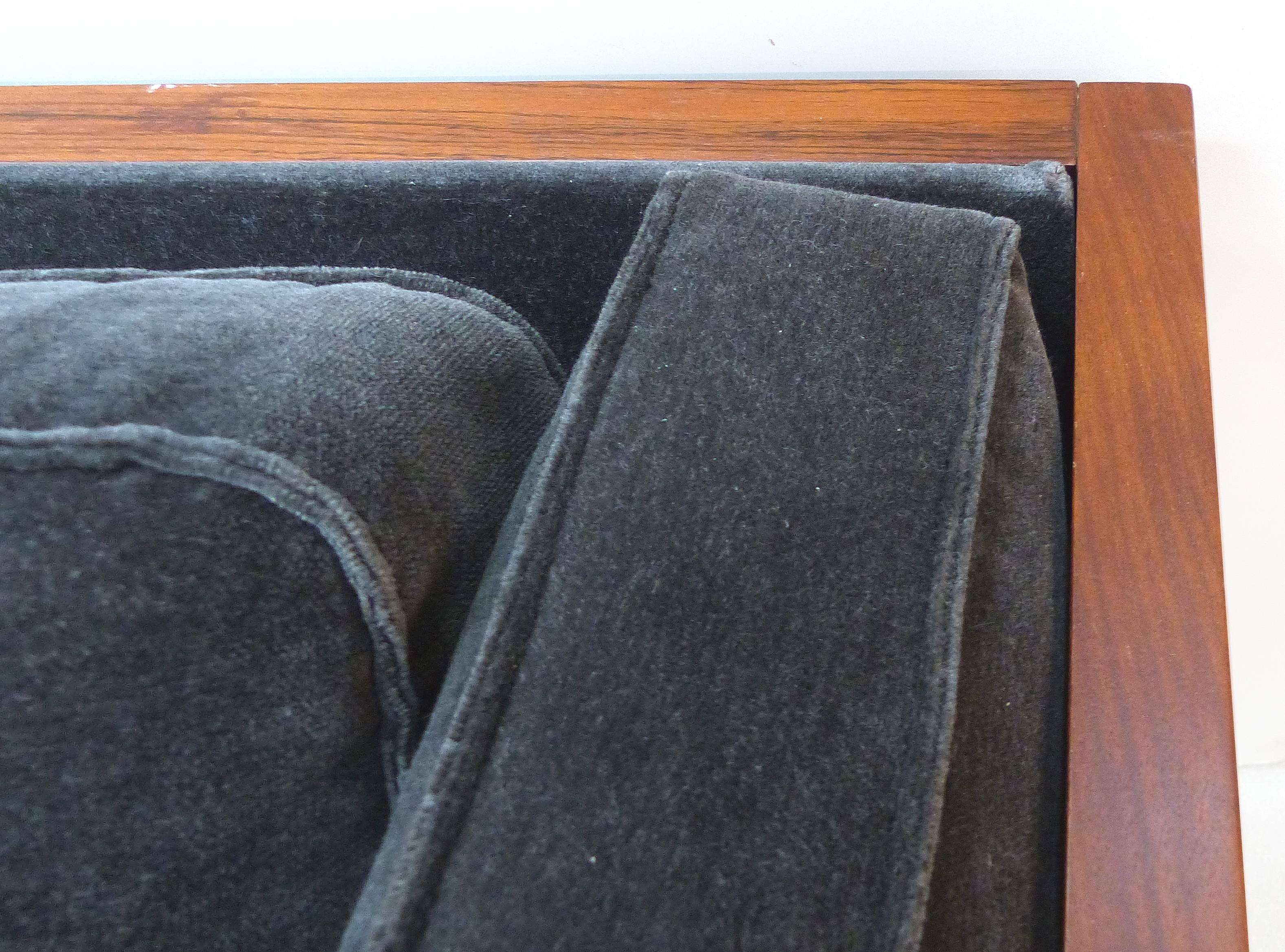 Milo Baughman Attributed Mid-Century Modern Wood Tuxedo Sofa  In Excellent Condition In Miami, FL