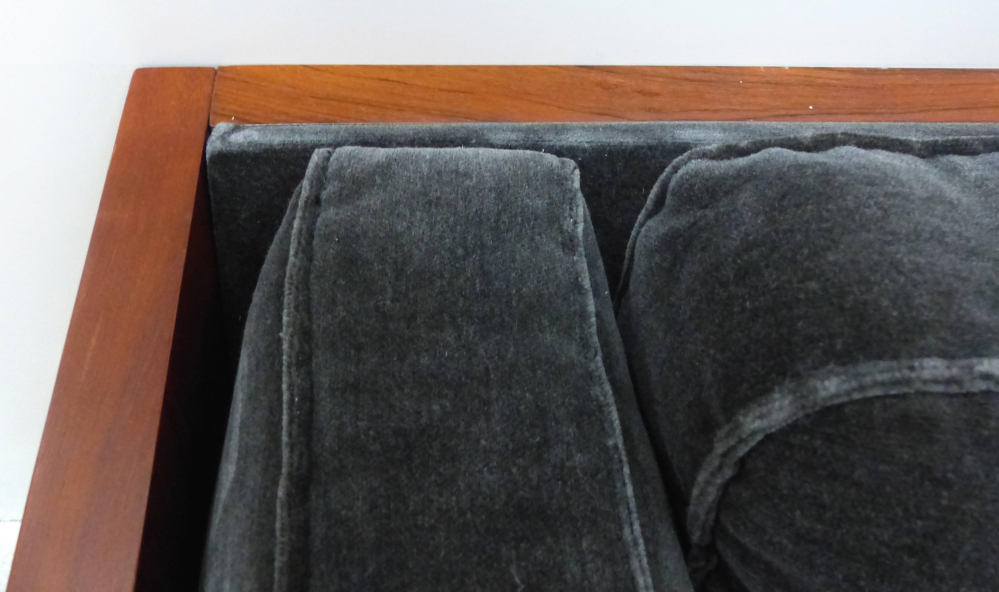 Walnut Milo Baughman Attributed Mid-Century Modern Wood Tuxedo Sofa 