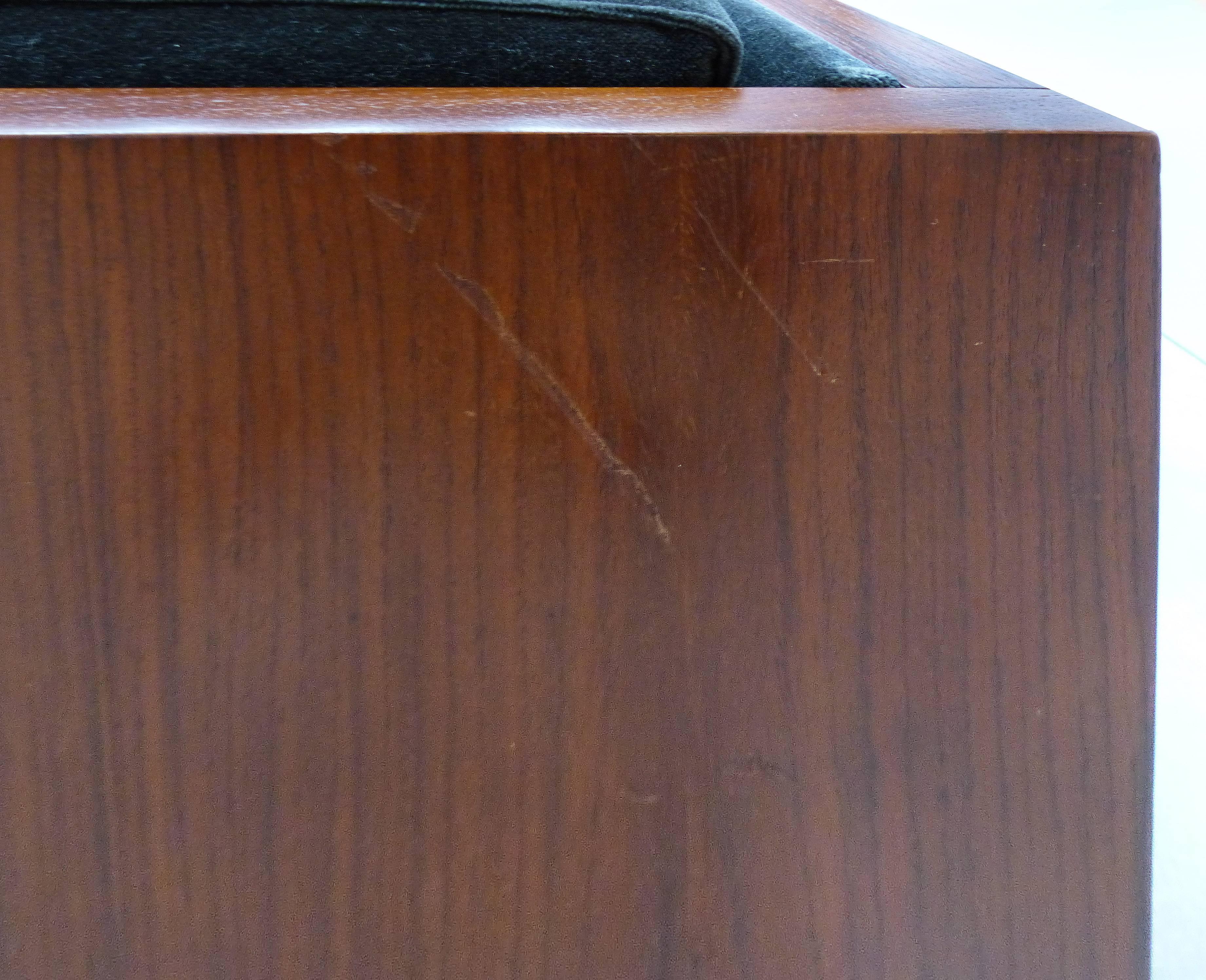 Milo Baughman Attributed Mid-Century Modern Wood Tuxedo Sofa  2