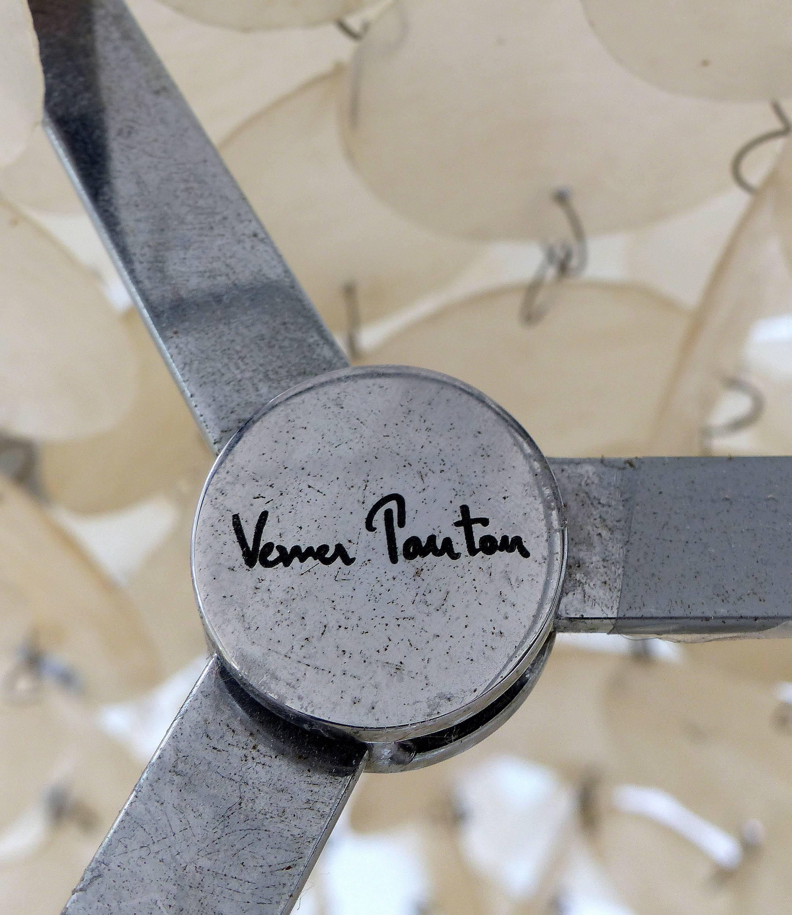 Mid-Century Modern Signed Verner Panton Fun 1STM Capiz Shell Floor Lamp