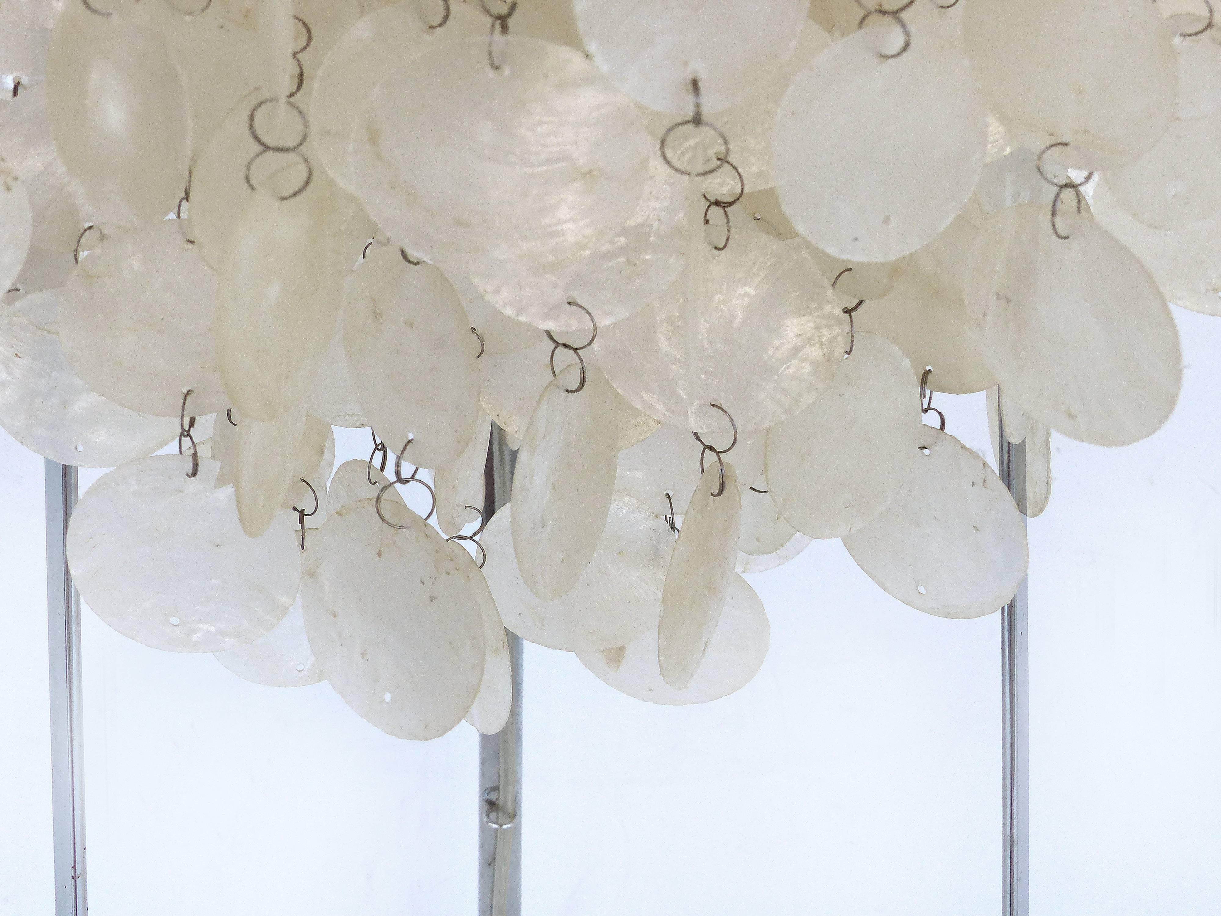 Danish Signed Verner Panton Fun 1STM Capiz Shell Floor Lamp