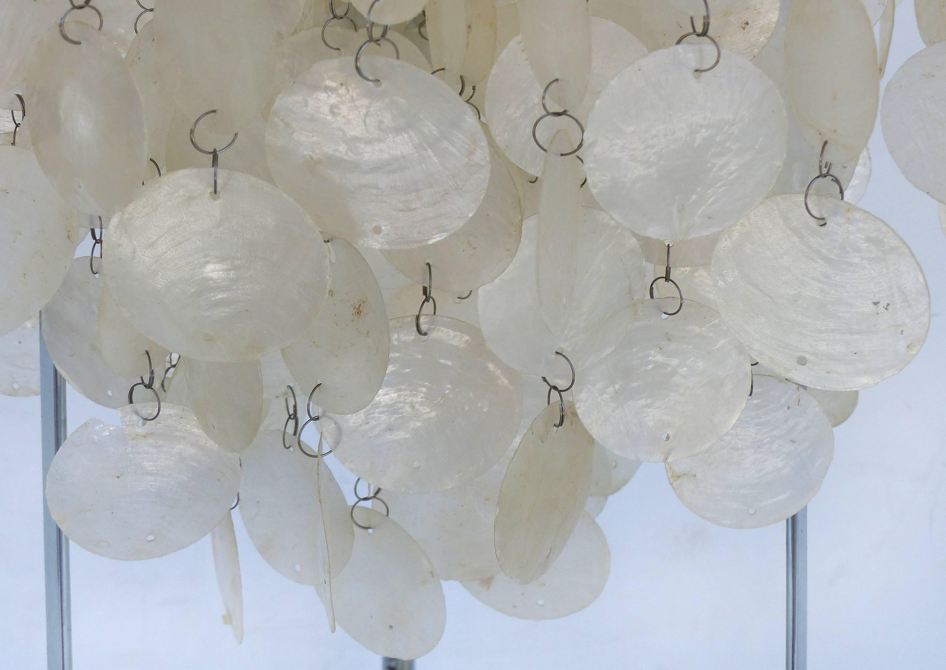 20th Century Signed Verner Panton Fun 1STM Capiz Shell Floor Lamp