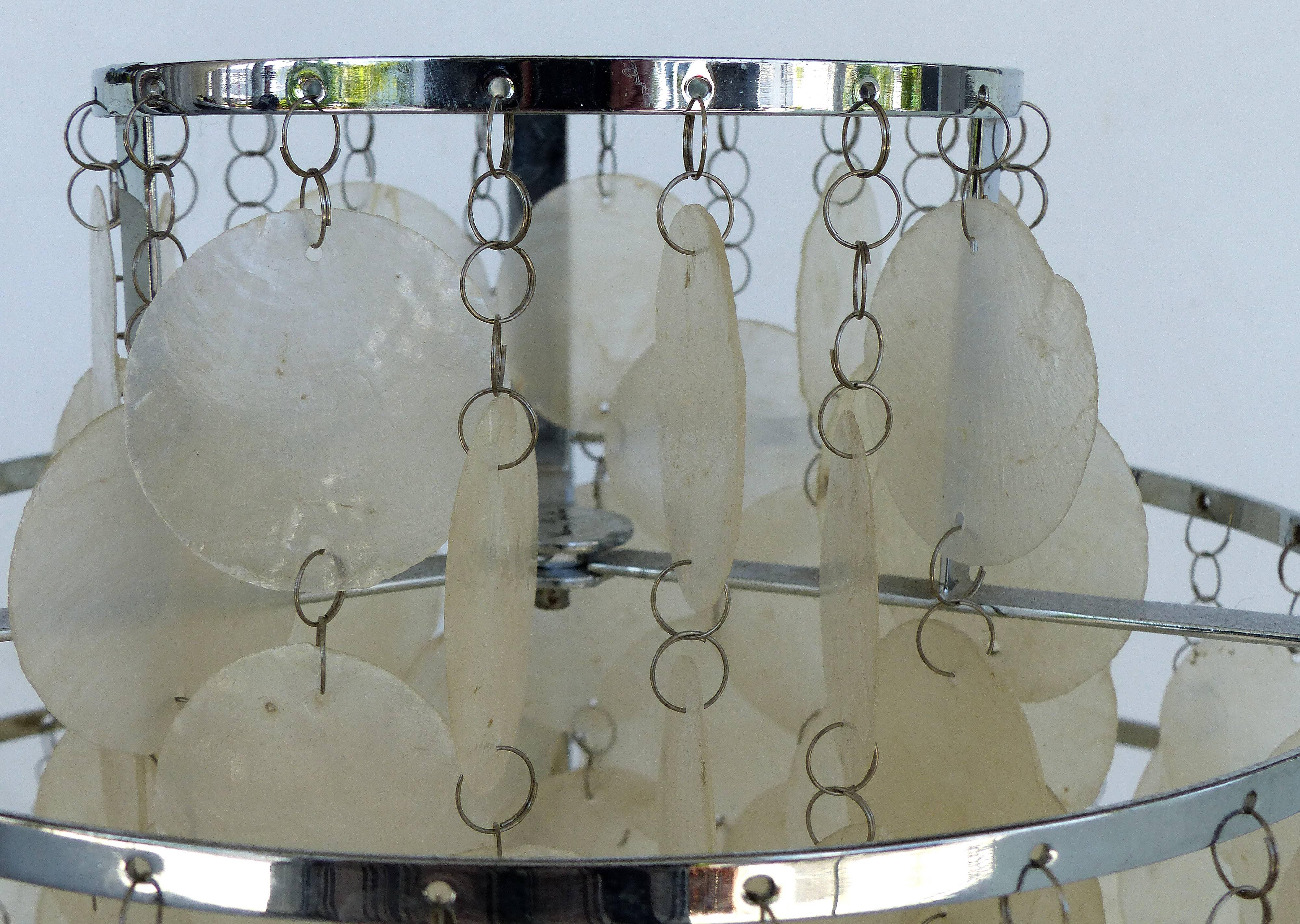 Stainless Steel Signed Verner Panton Fun 1STM Capiz Shell Floor Lamp