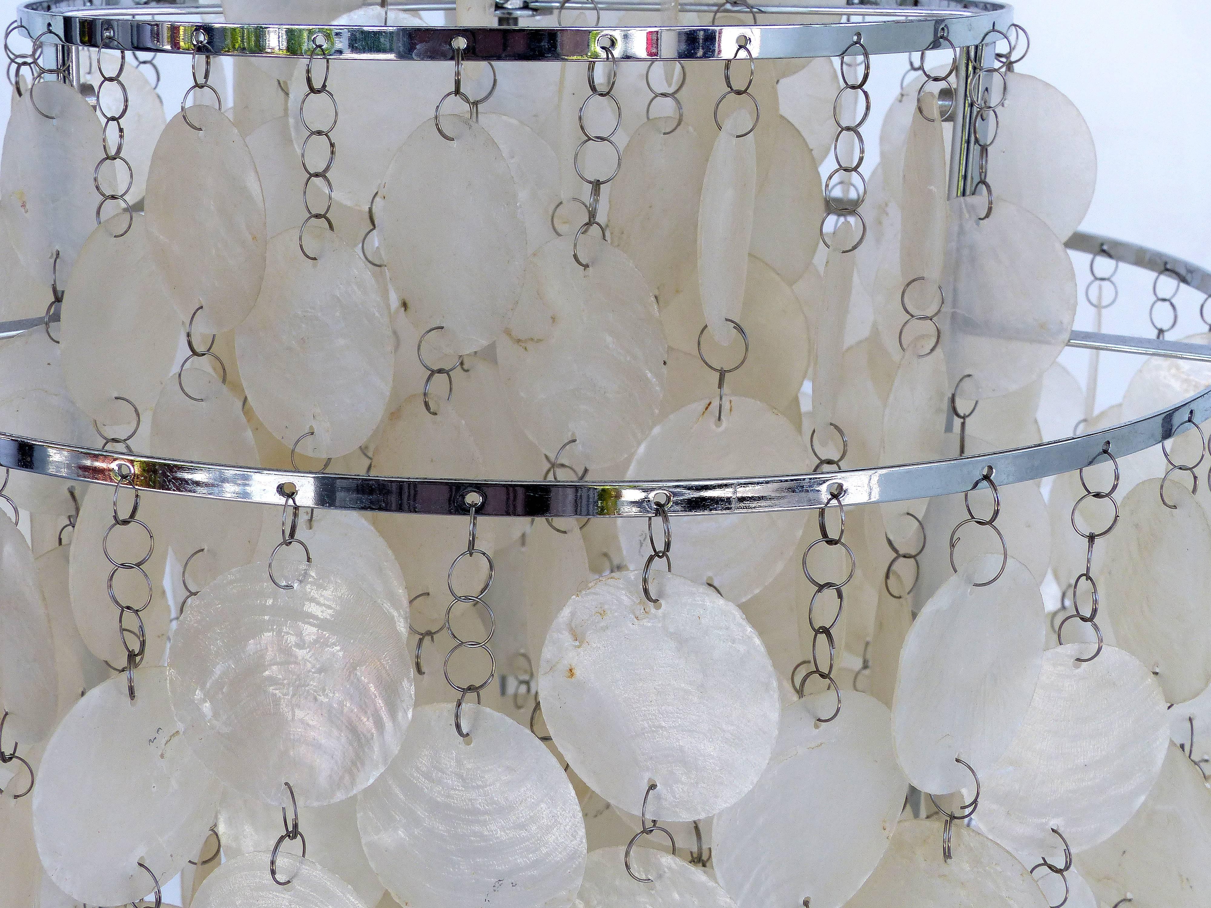 Signed Verner Panton Fun 1STM Capiz Shell Floor Lamp In Good Condition In Miami, FL