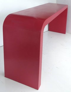 Karl Springer Style Linen Clad Waterfall Console Table