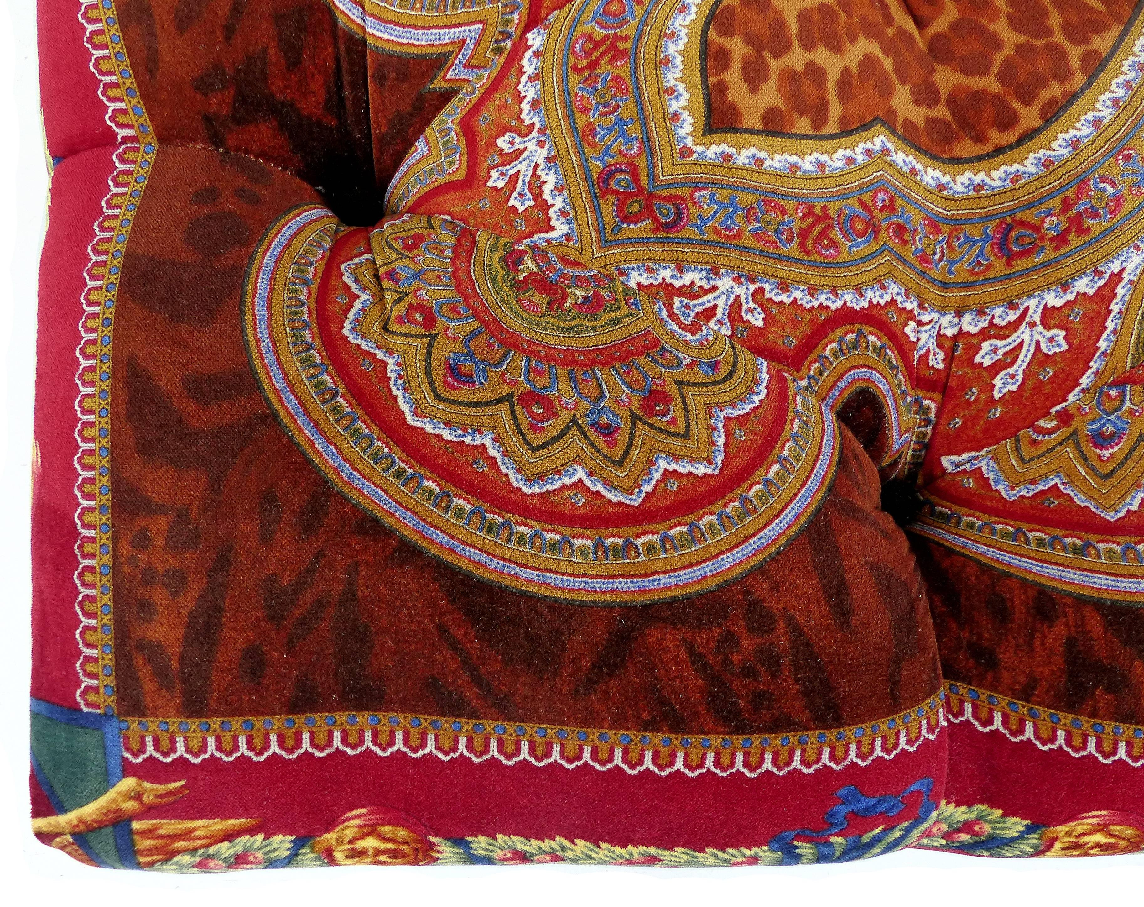 Velvet Rare Atelier Versace Tufted Upholstered Square Bench Ottoman Coffee Table