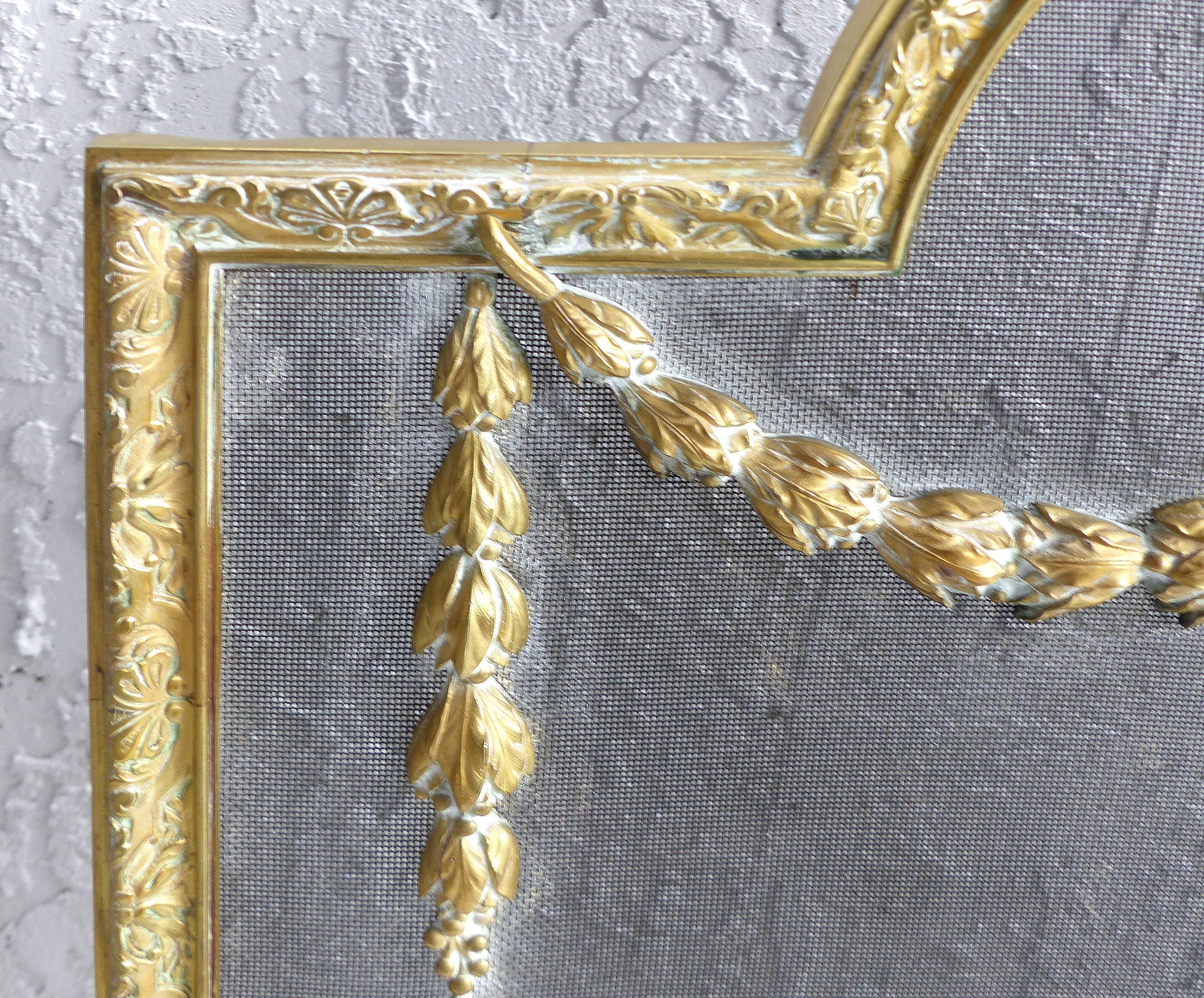 Early 20th Century 1920s French Art Deco Figural Brass Firescreen