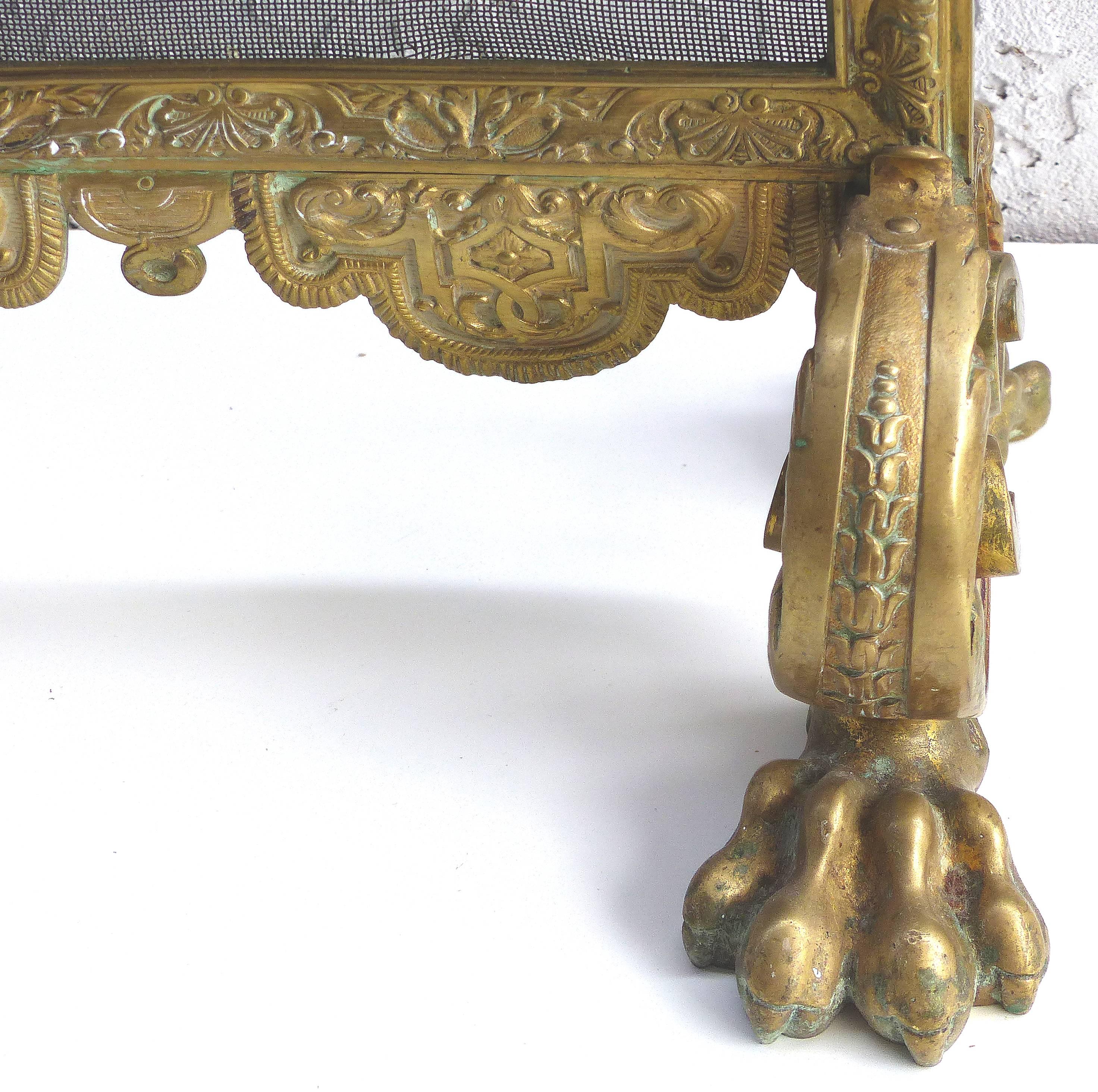 1920s French Art Deco Figural Brass Firescreen 2